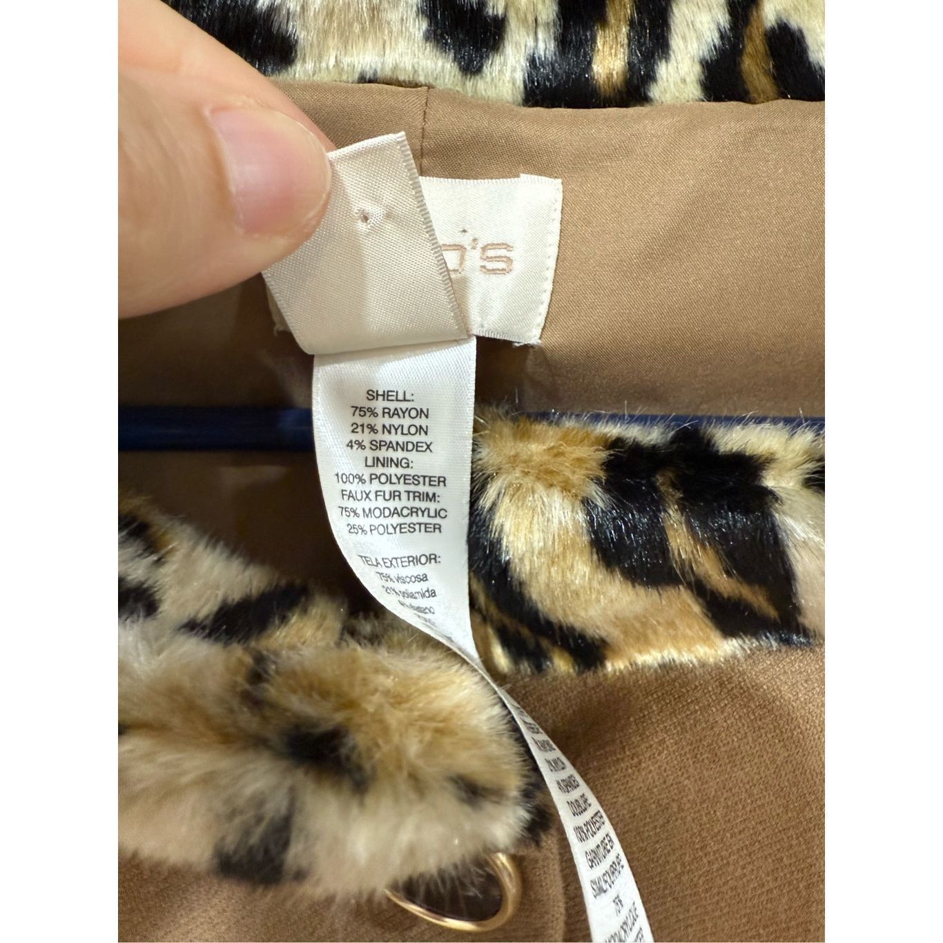Chicos Chicos Jacket Tan Brown Faux Fur Collar Buttons 3/4 Sleeves Size L / US 10 / IT 46 - 5 Thumbnail