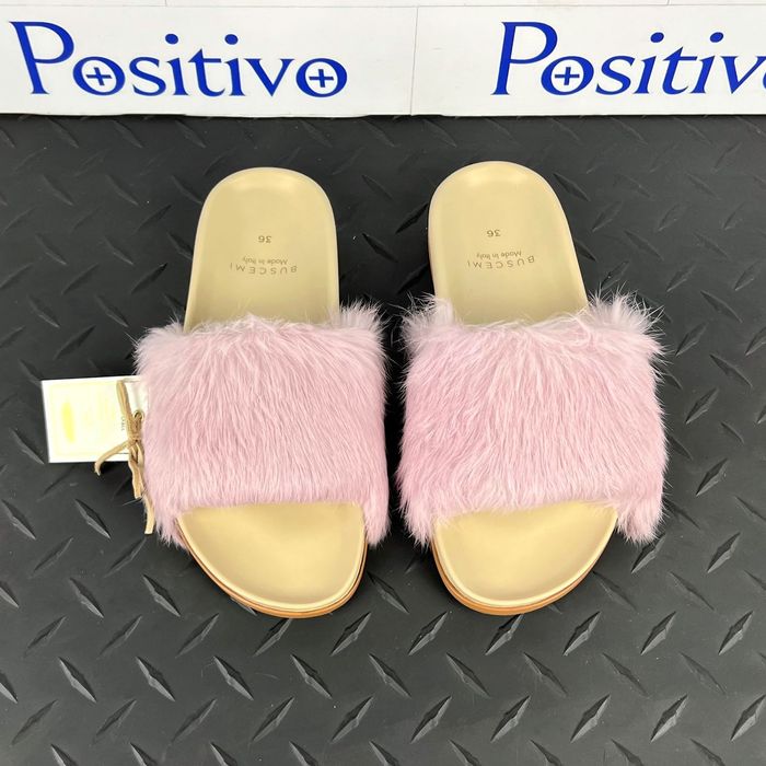 Buscemi Buscemi Slide Fur Clot Pink Leather Slippers US 8 EU 38