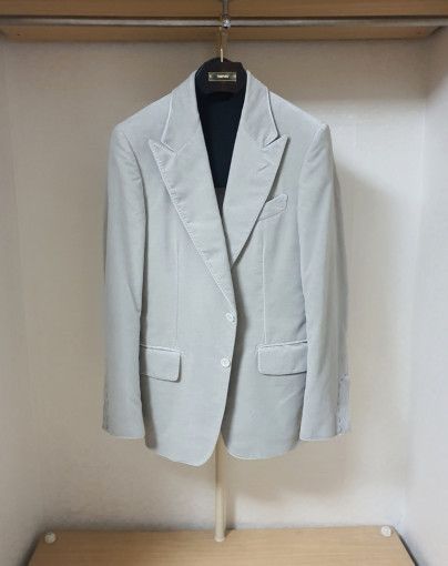 Tom Ford o1sm1stk0824 Shelton Velvet Jacket in Stone Size US M / EU 48-50 / 2 - 1 Thumbnail