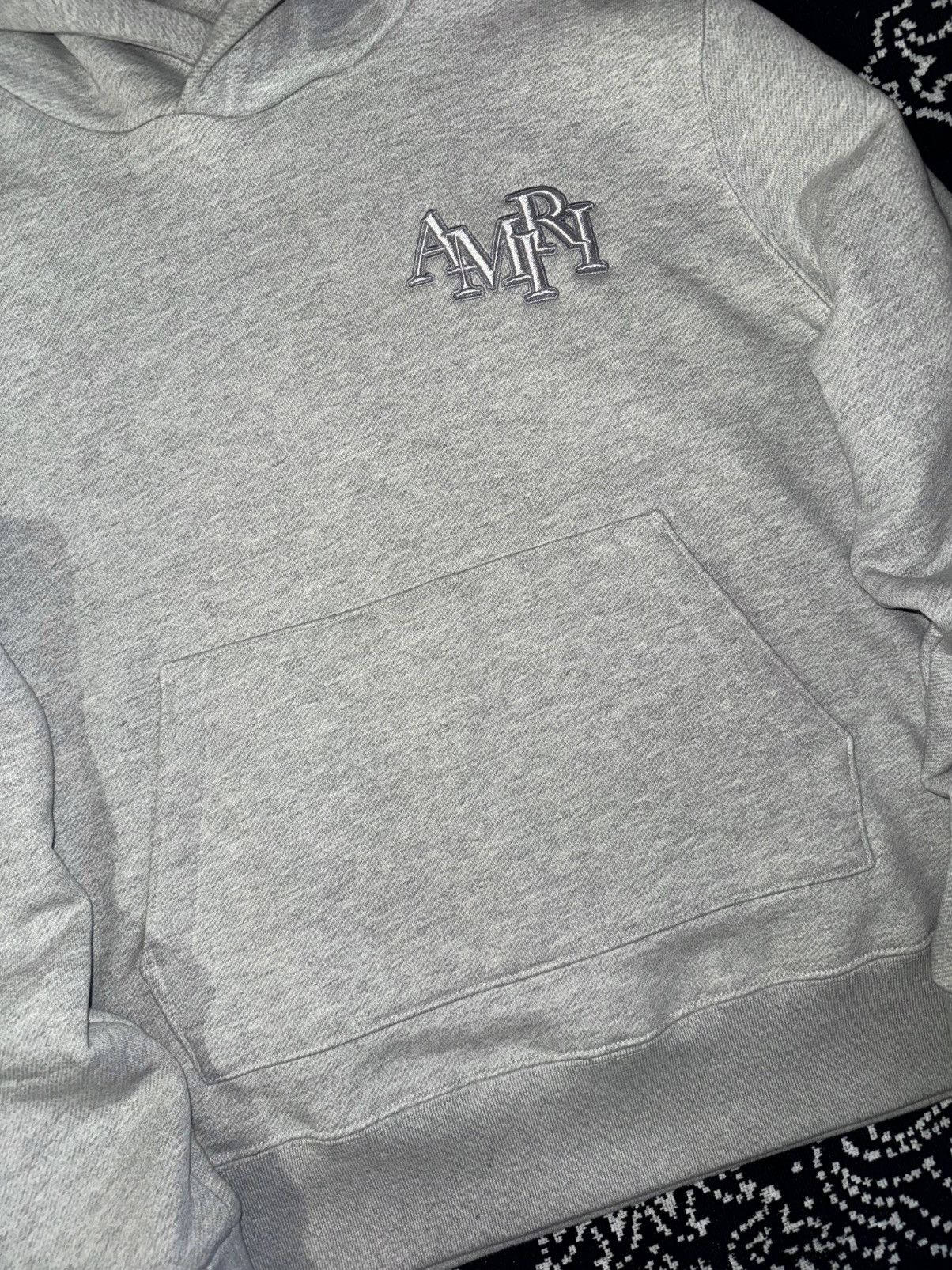 Amiri AMIRI STAGGERED LOGO GREY HOODIE Size US S / EU 44-46 / 1 - 8 Thumbnail