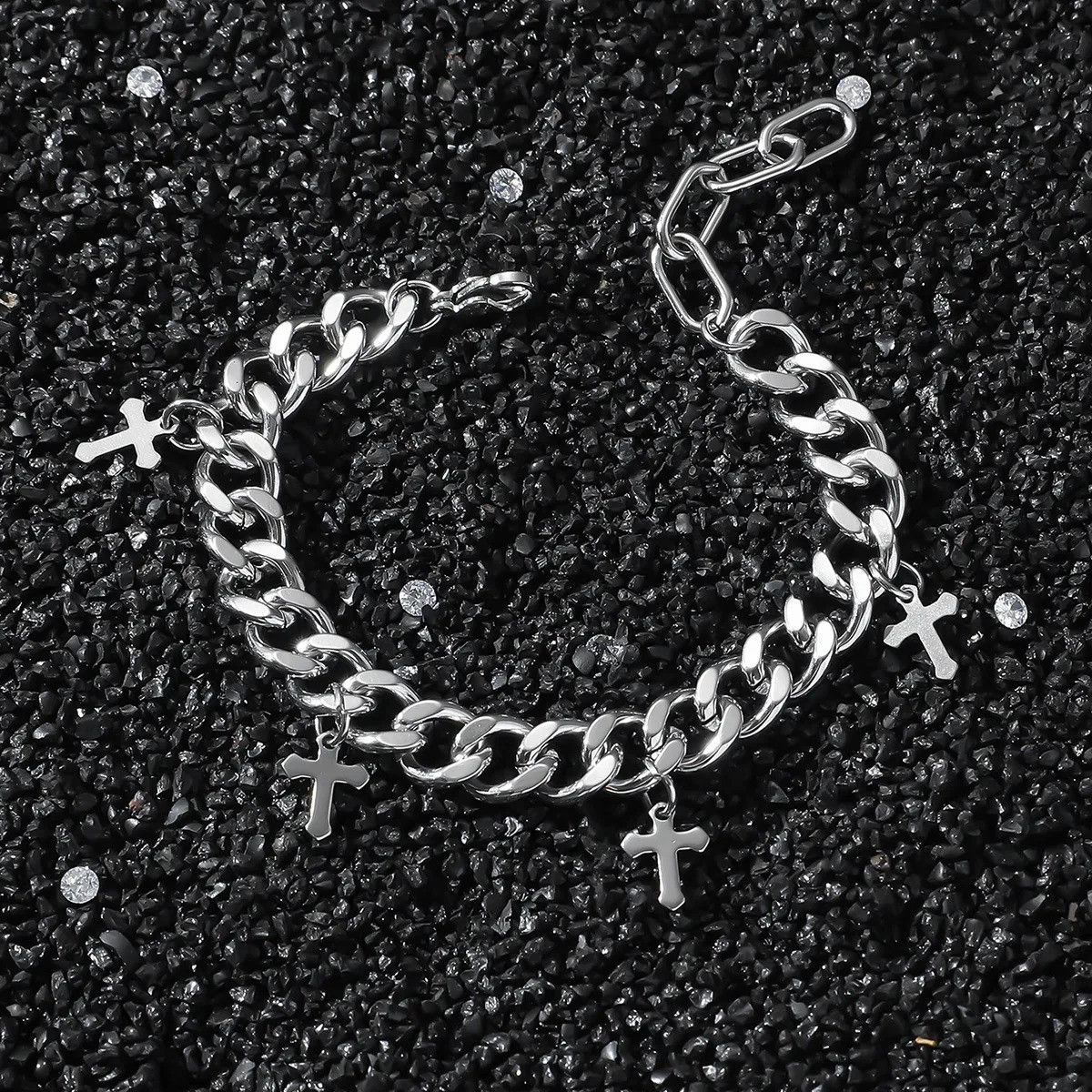 Jewelry Hip-Hop Cross Stainless Steel Plating Bracelet Size ONE SIZE - 1 Thumbnail