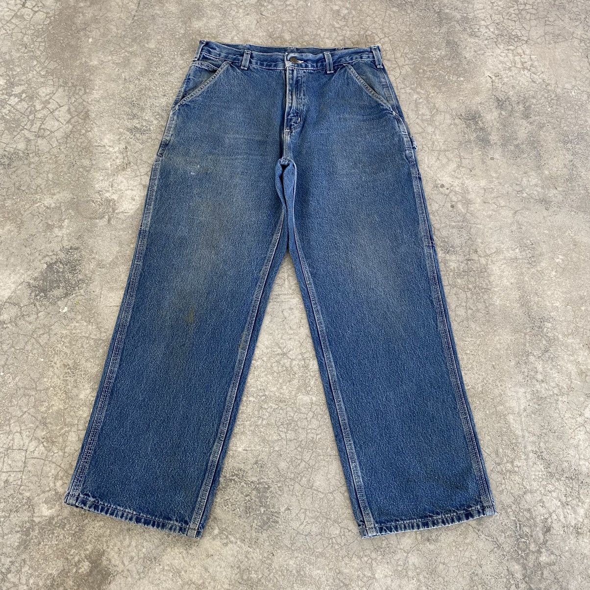 Carhartt × Vintage VTG Carhartt Medium Washed Blue Carpenter Denim Jeans Size US 32 / EU 48 - 2 Thumbnail