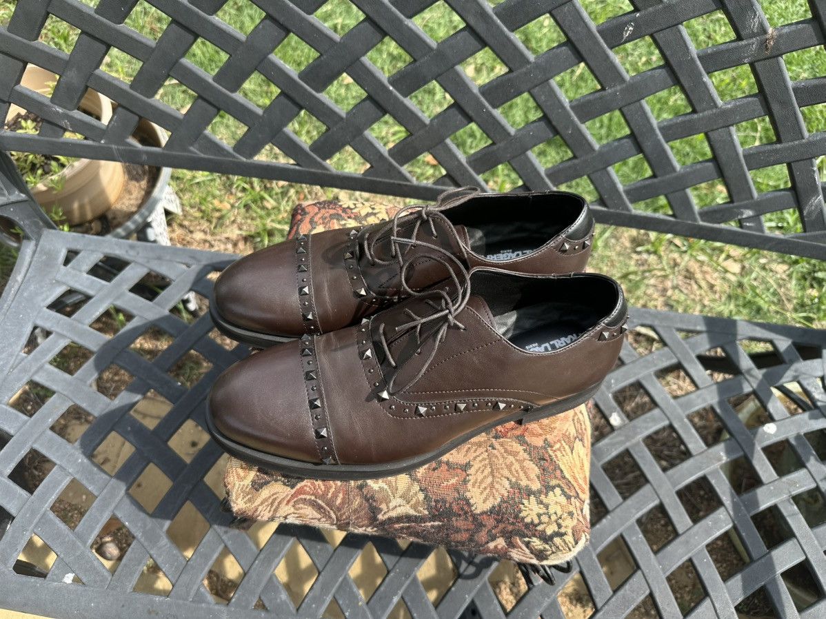 Karl Lagerfeld KARL LAGERFELD Brown Leather Studded Oxford Men's Dress Shoe Size US 10.5 / EU 43-44 - 1 Thumbnail