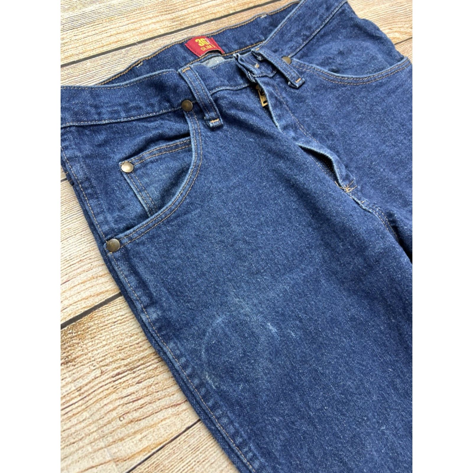 Wrangler VINTAGE Wrangler Jeans Mens Slim Denim Blue 30x32 36MWZ Western Cowboy Retro 5-Pocket Size US 30 / EU 46 - 3 Thumbnail