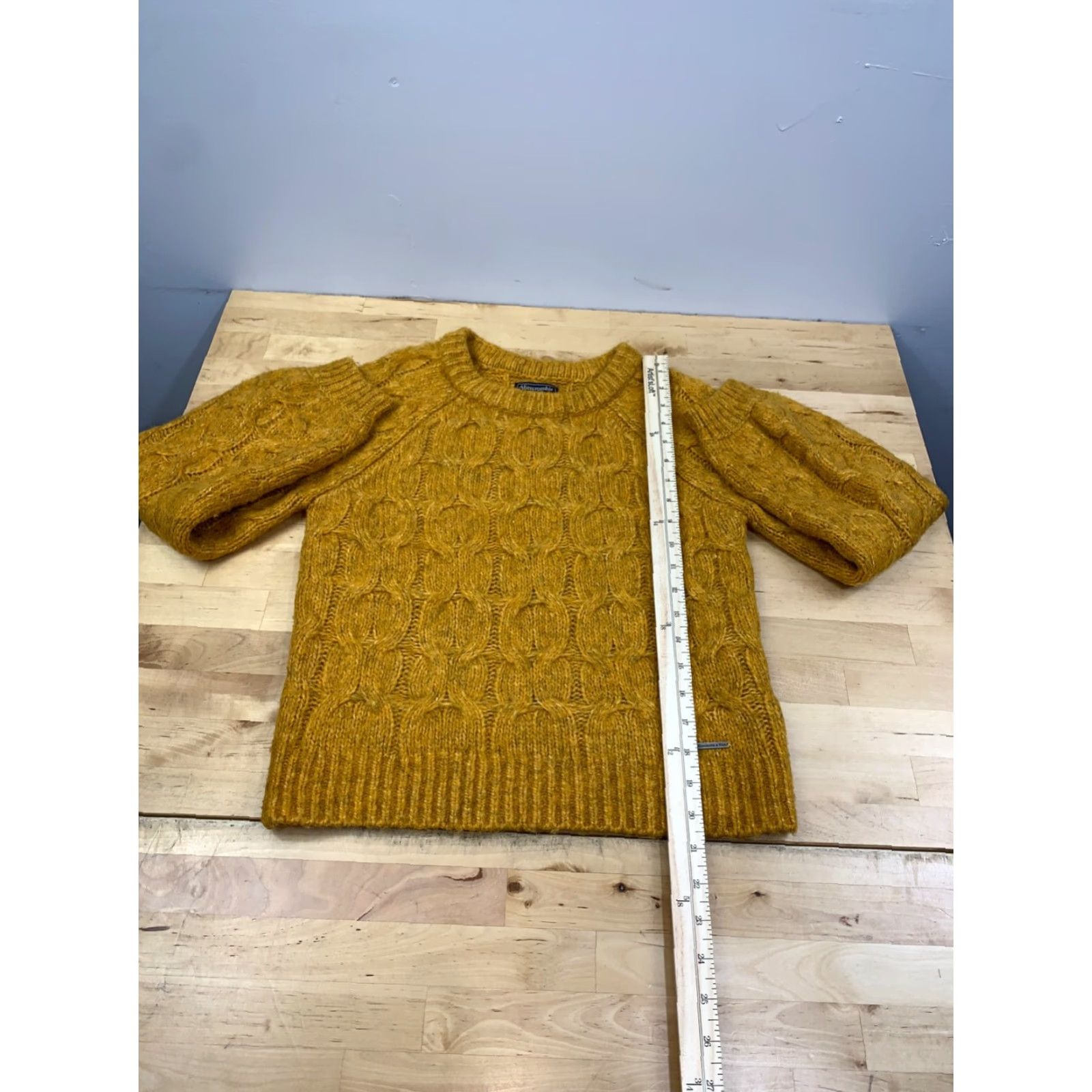 Abercrombie & Fitch Abercrombie & Fitch Knot Sweater Womens S Yellow Cable Crew Neck Pullover Long Sleeve Boxy 10945 Size S / US 4 / IT 40 - 5 Thumbnail