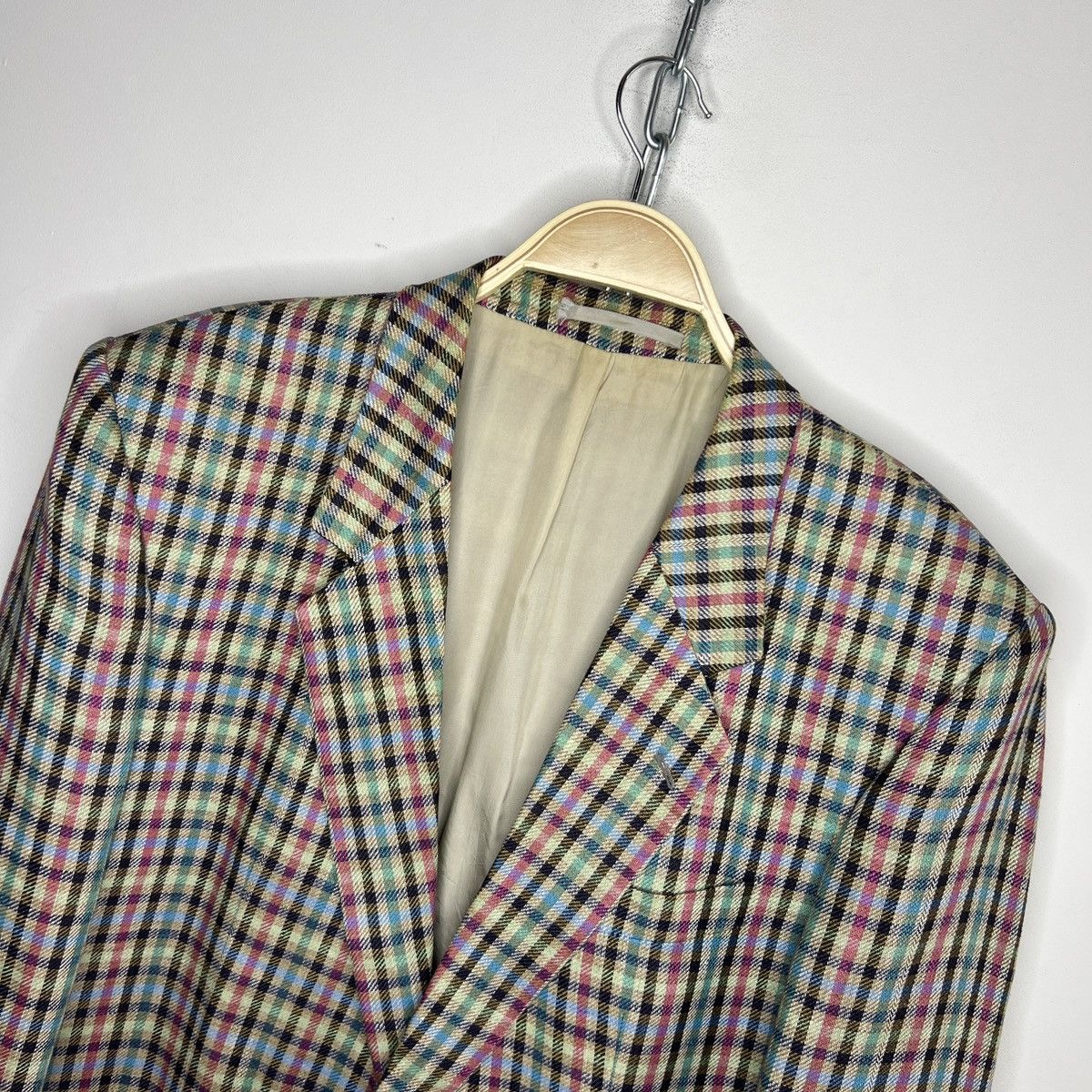 Designer × Hugo Boss Vintage Hugo Boss Linen Checkered Blazer Jacket Men size 52 Size 42R - 4 Thumbnail