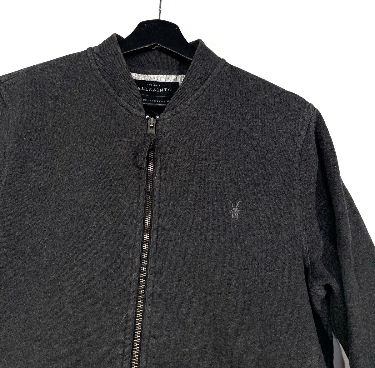 Allsaints × Designer Allsaints Men Gray Bomber Zip Sweatshirt 100% Cotton Size S Size US S / EU 44-46 / 1 - 2 Thumbnail