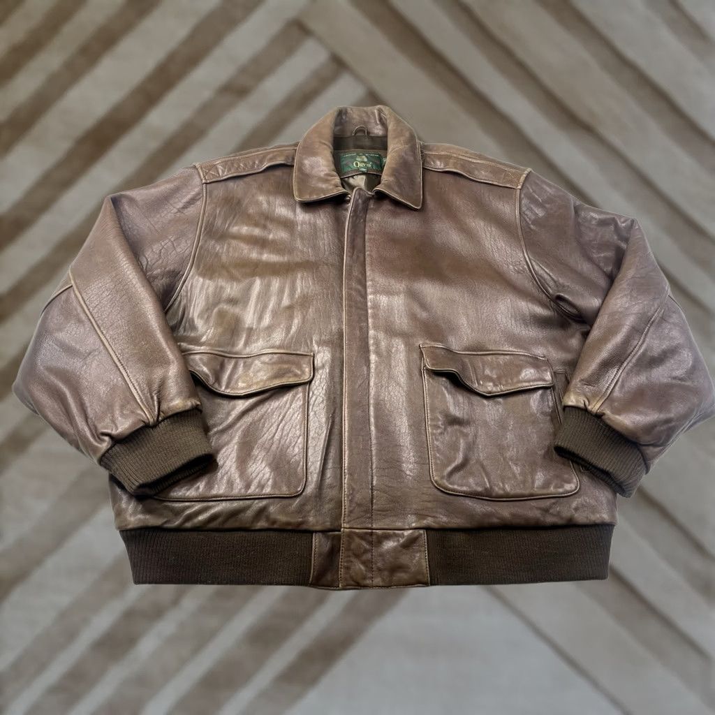 Orvis Orvis Bomber Jacket Leather Mens 2XL Brown Full Zip Pockets 90s Style Fall Winter Flight Short Jacket Size US XXL / EU 58 / 5 - 1 Thumbnail