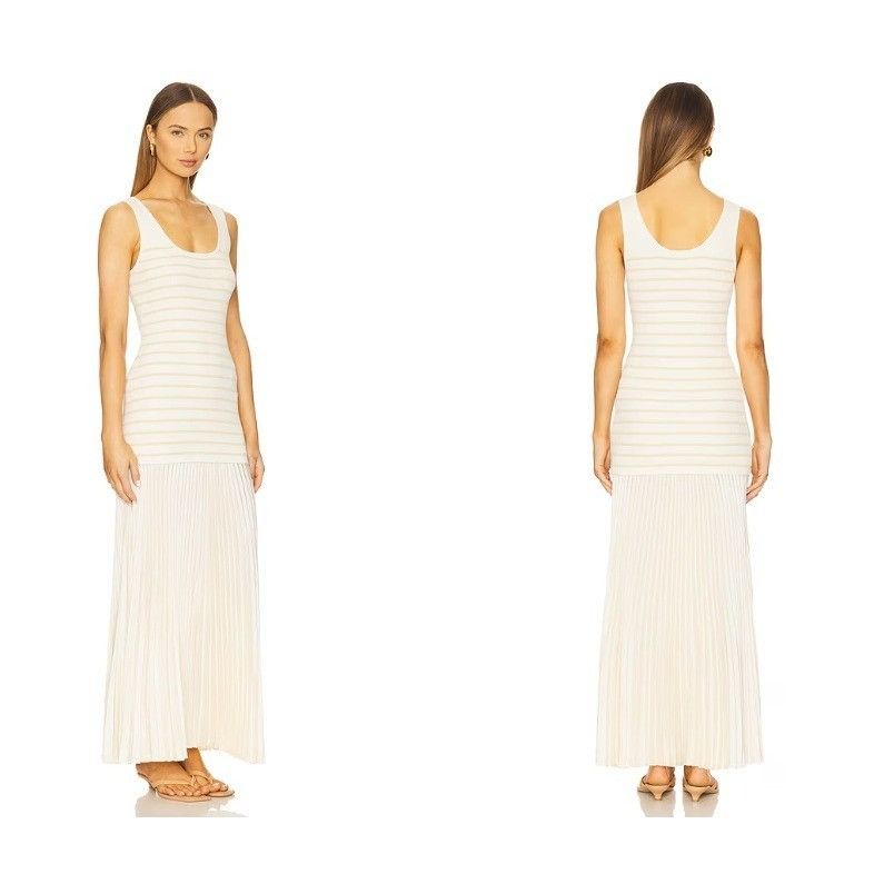 Rag & Bone rag & bone Millie Strip Tank Dress Women L Pleated Maxi Boho Size L / US 10 / IT 46 - 16 Thumbnail