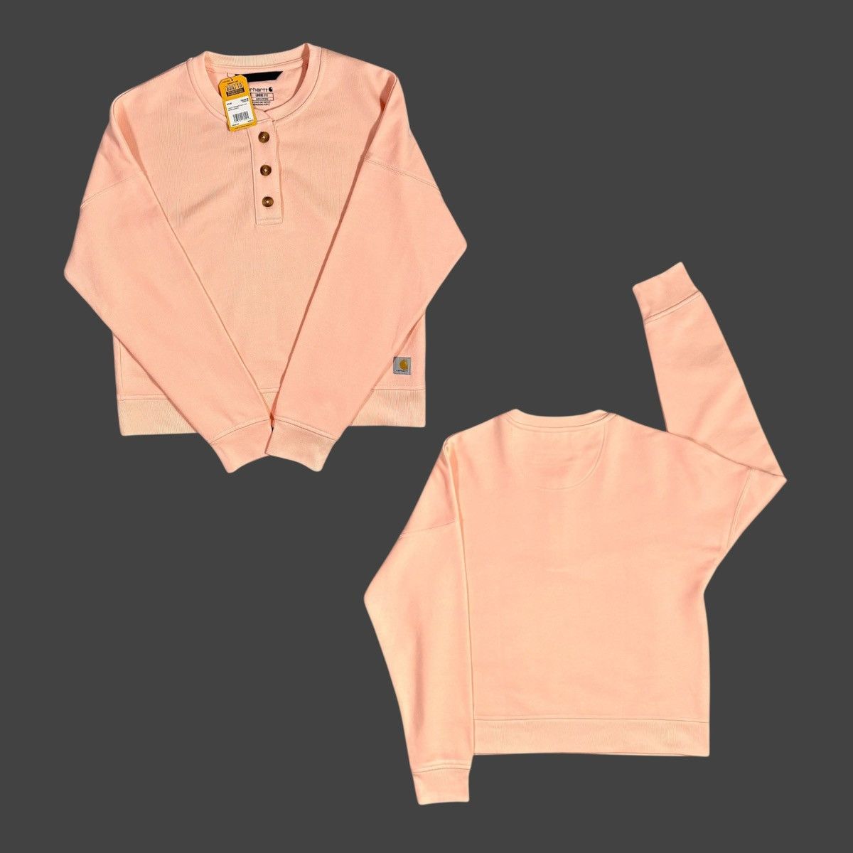 Carhartt Carhartt Women’s Loosefit Peach Henley Sweatshirt Sz S (4-6) Size S / US 4 / IT 40 - 17 Thumbnail