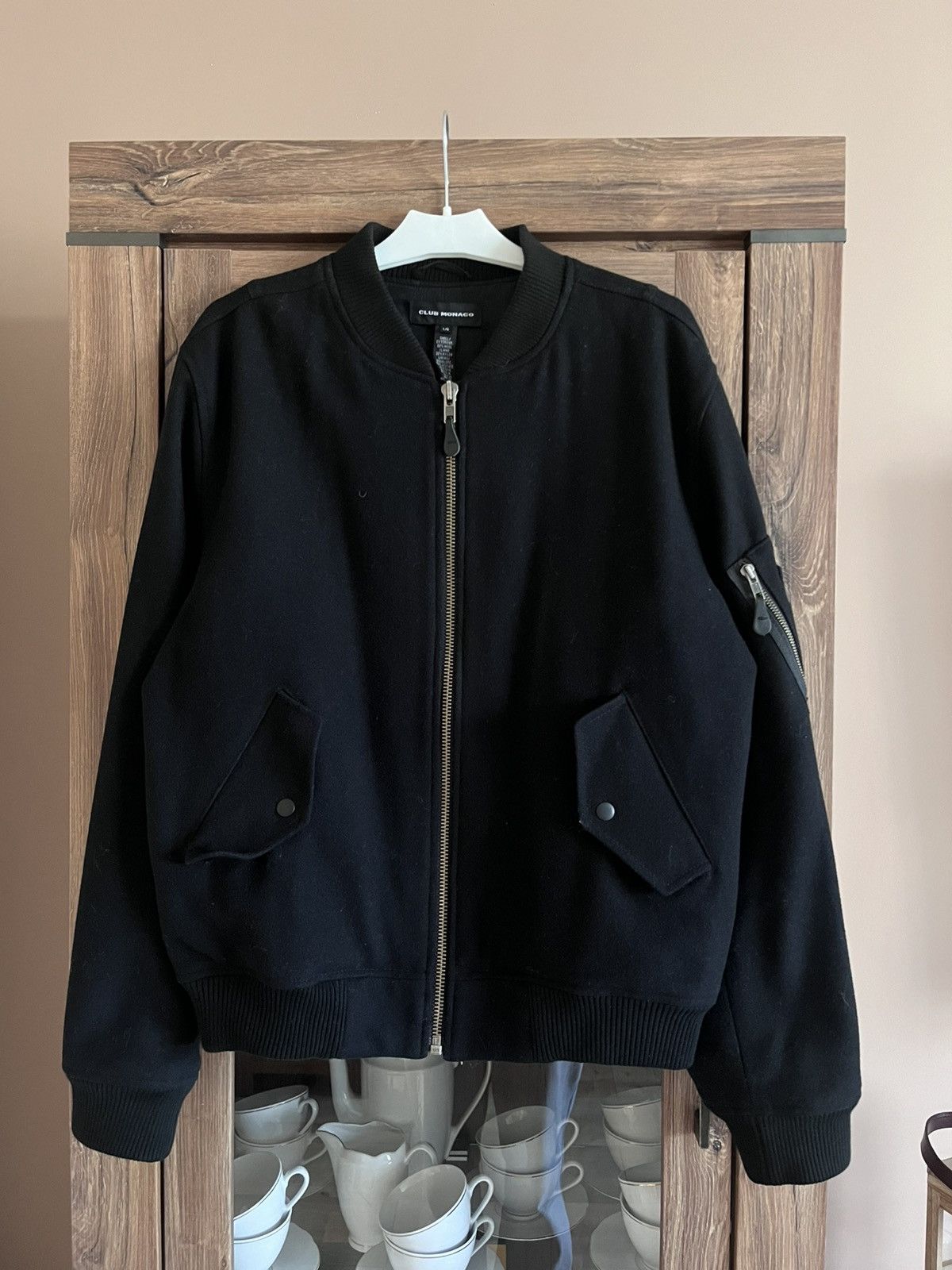 Club Monaco Vintage Club Monaco wool M1 Bomber Jacket Luxury Black L Size US L / EU 52-54 / 3 - 1 Thumbnail