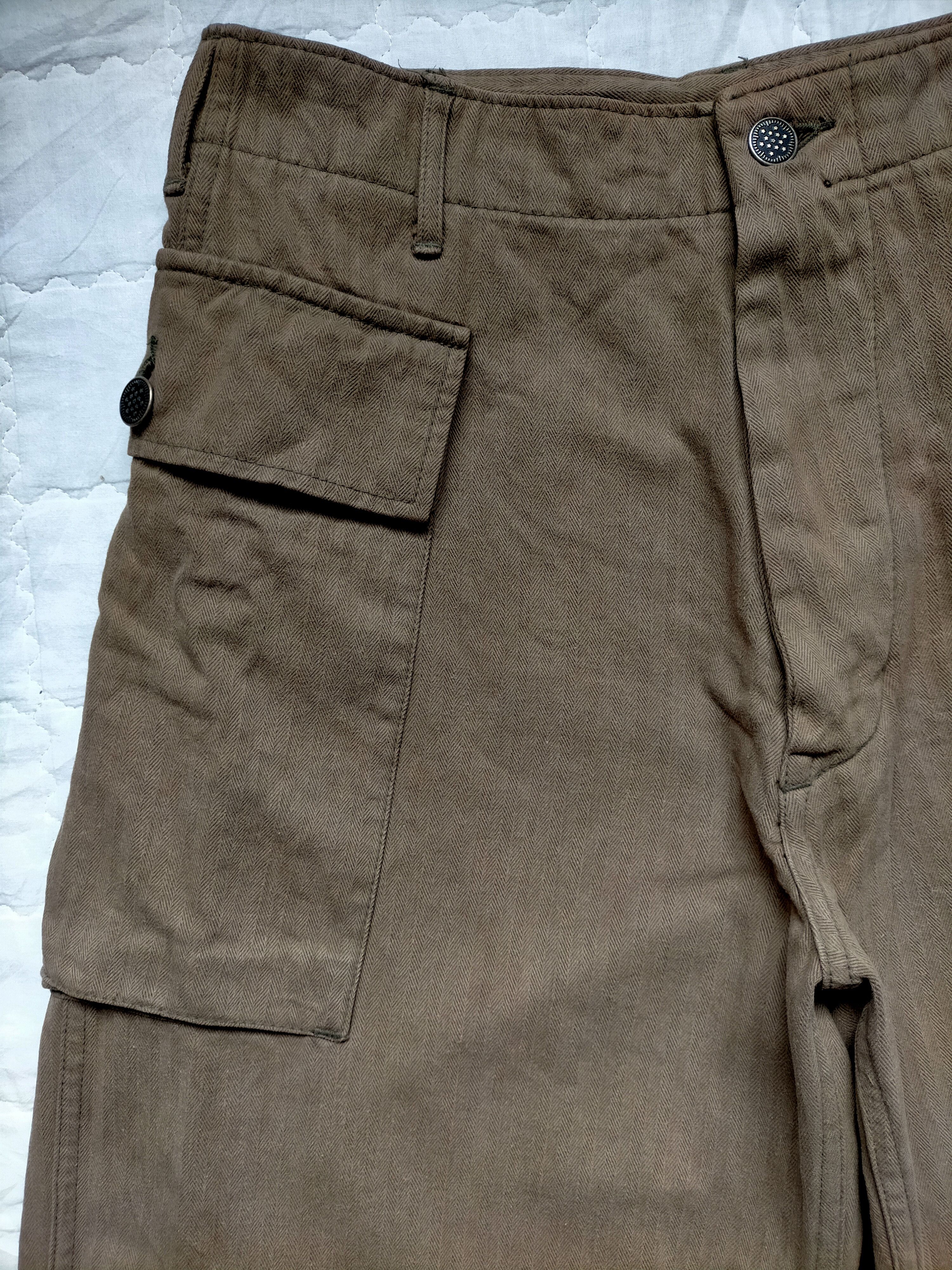 Japanese Brand × Vintage WW2 Army Green 13 Star HBT Trouser Pants Size US 28 / EU 44 - 5 Thumbnail