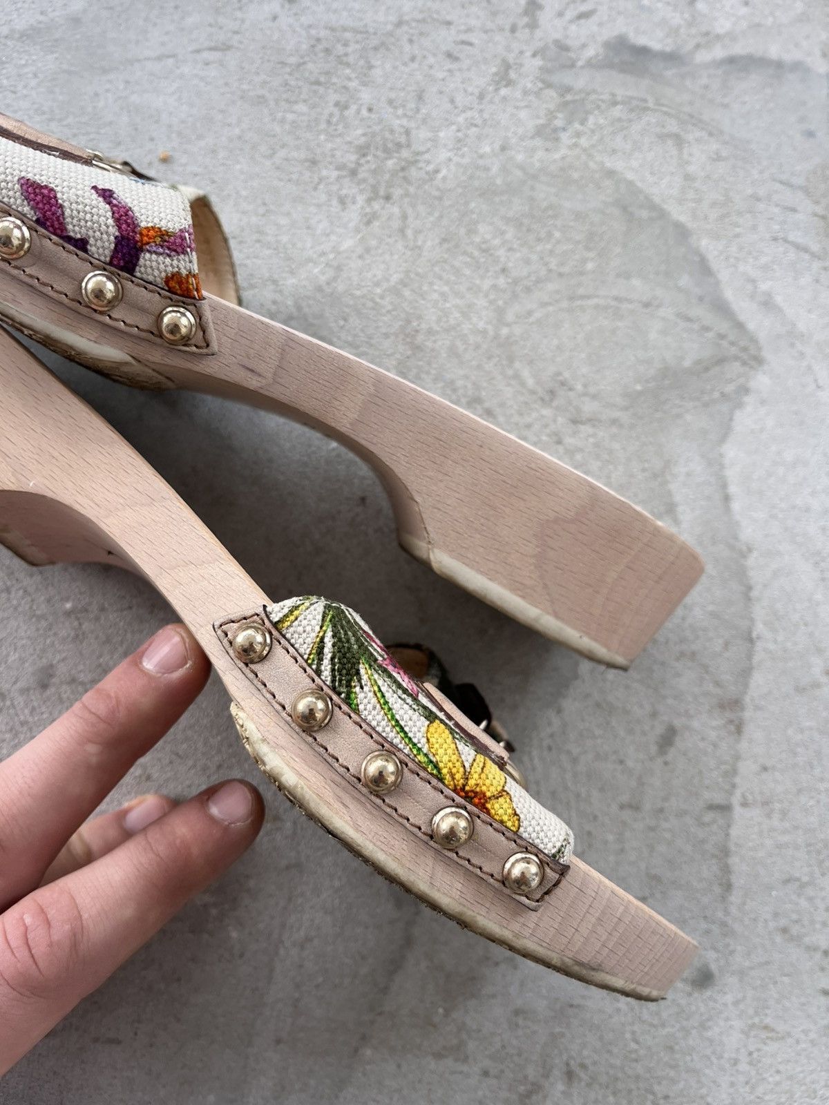 Gucci Rare Gucci Wooden Platform Sandals Luxury Avant-Garde Y2K Size US 9.5 / IT 39.5 - 10 Thumbnail