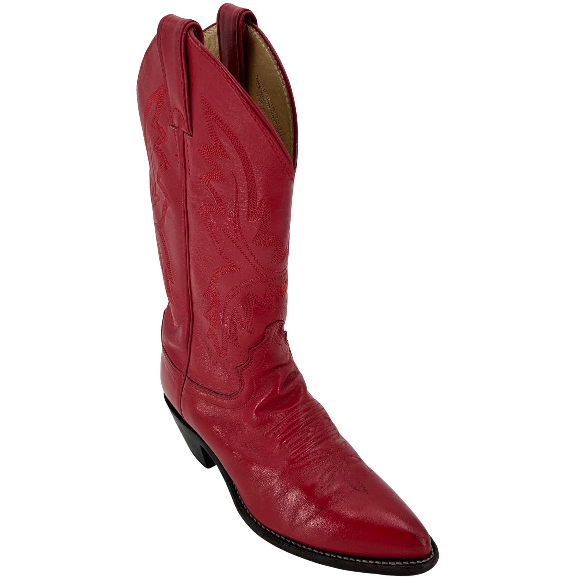 Justin Boots Justin Cowgirl Boots Womens 5.5B Red Leather Cowboy Western Size US 5.5 / EU 38 - 12 Thumbnail