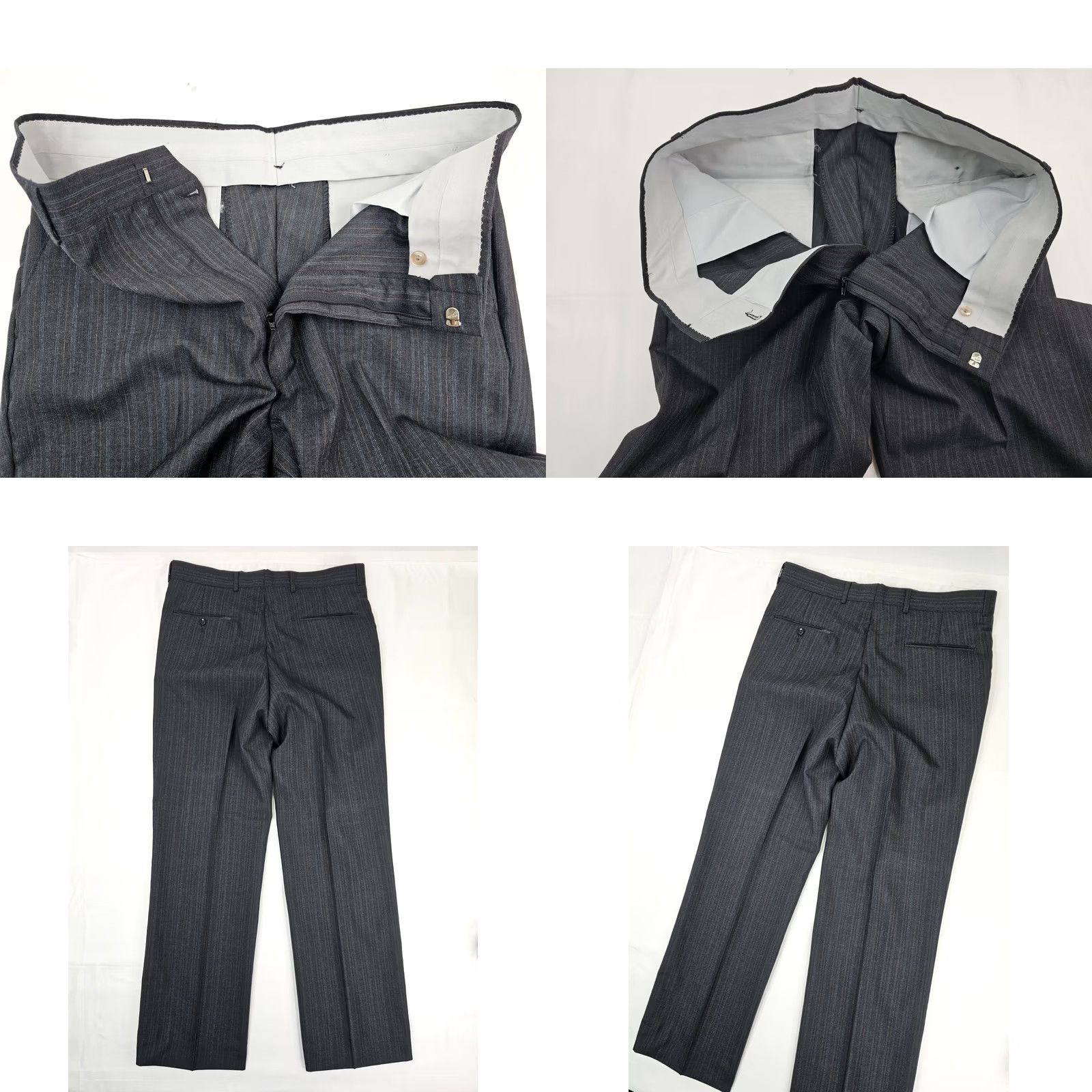 Vintage Sergio Valente 2 Piece Wool Lined Suit Men’s Jacket 40R Pants 34x31 Gray Pinstripe Size 40R - 11 Thumbnail