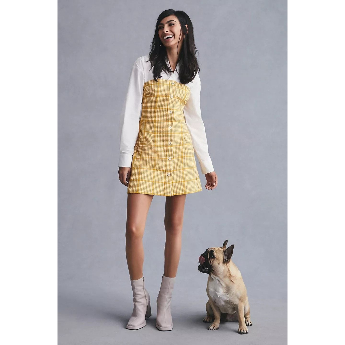 Anthropologie New Anthropologie Maeve Knit Twofer Mini Dress $170 Gold Size XXL / US 16-18 / IT 52-54 - 8 Thumbnail