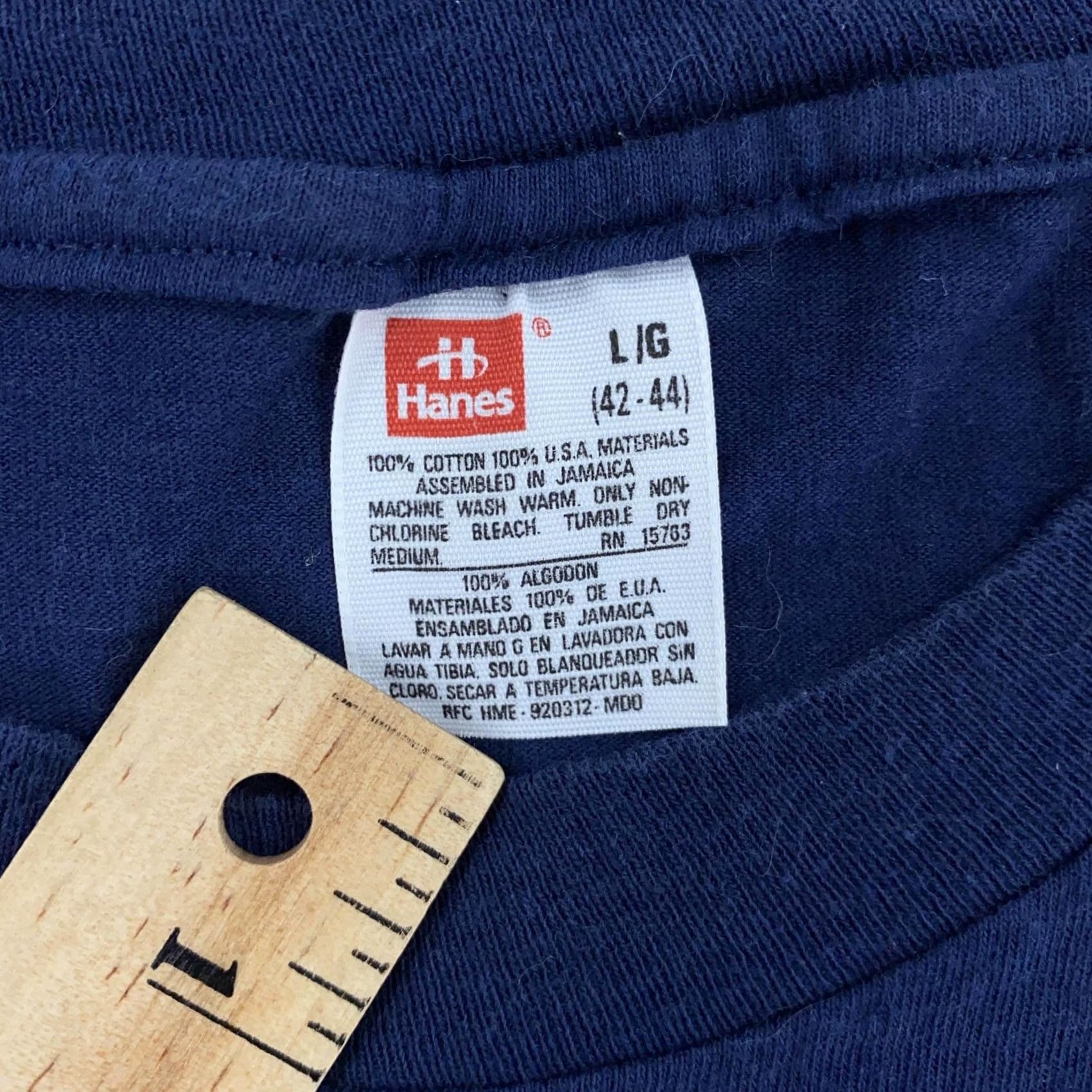 Hanes VINTAGE Hanes Pocket Shirt Mens L Navy Blue Crewneck 90s Cotton Short Sleeve Size US L / EU 52-54 / 3 - 8 Thumbnail