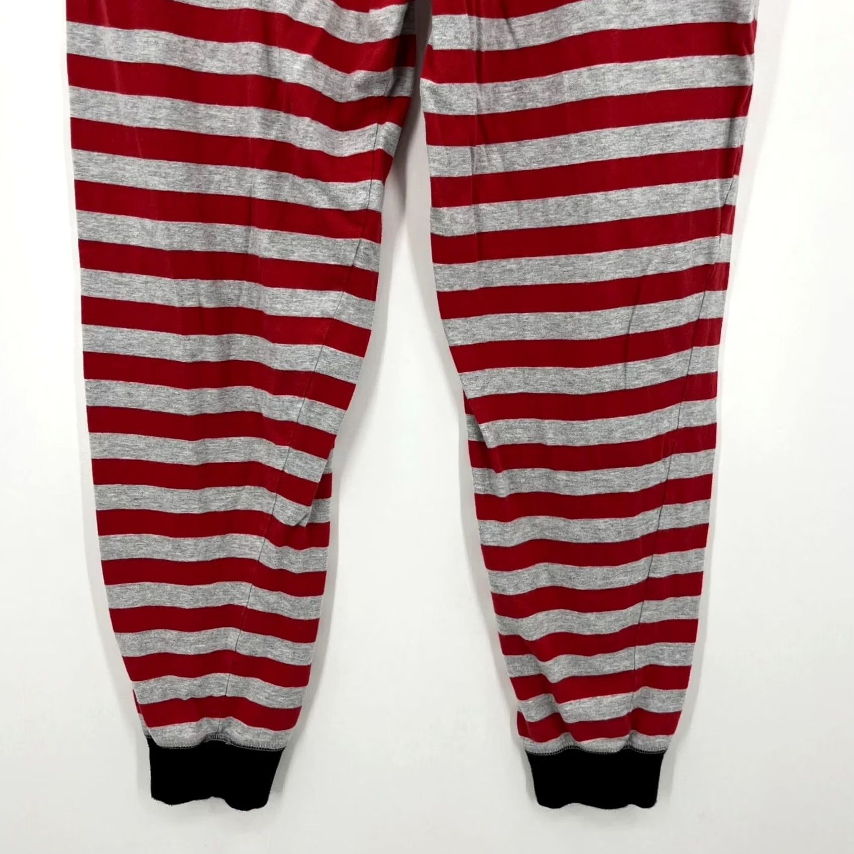 Disney Disney Pajama Pants Men L Red Striped Lightweight Cotton Blend Logo Adult Regular Size US 33 - 7 Thumbnail