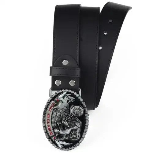 Leather Motorcycle And Wolf PU Leather Belt Size ONE SIZE - 3 Thumbnail