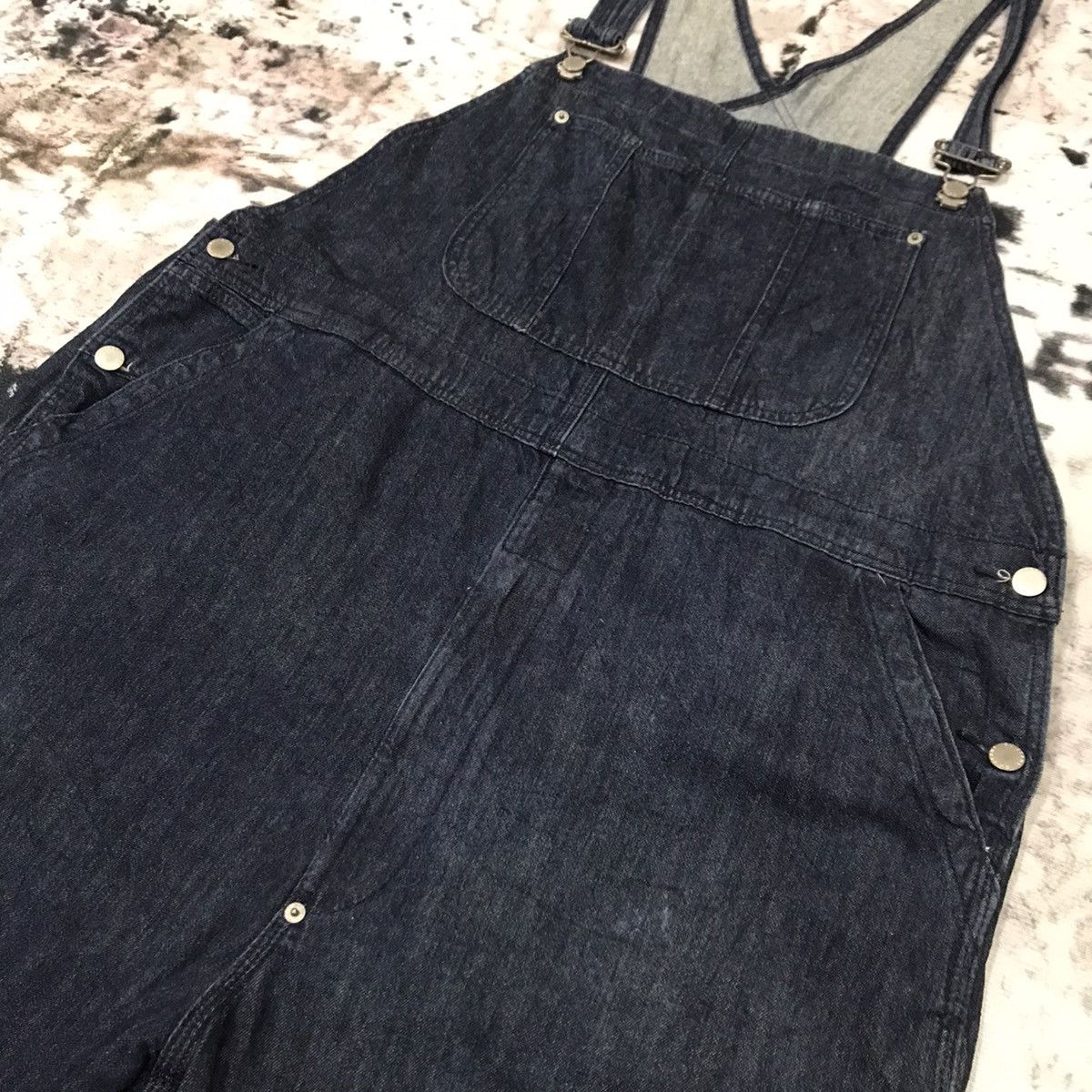 GU Gu Distressed Design Dark Blue Overalls Jeans Suspender Size US 44 / EU 60 - 7 Thumbnail