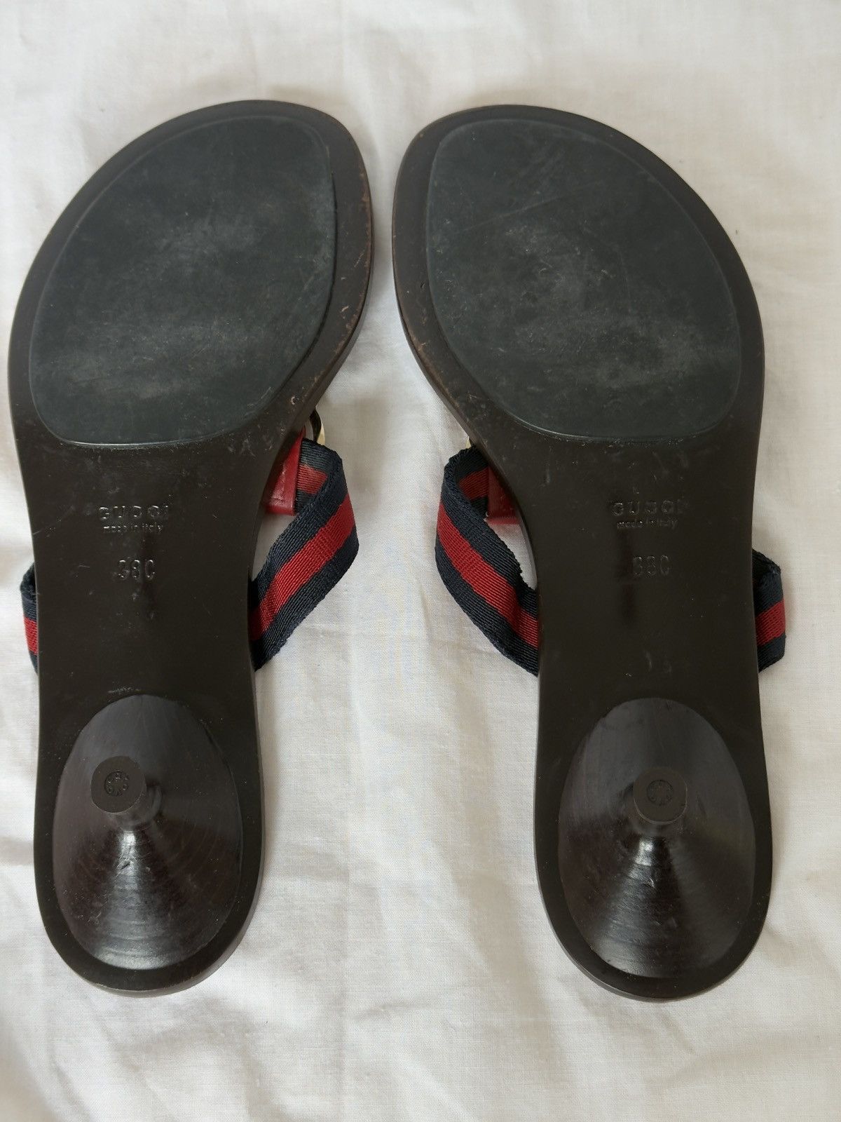 Gucci × Vintage Gucci Web Interlocking GG Thong Flip Flops Mules Size US 8 / IT 38 - 9 Thumbnail