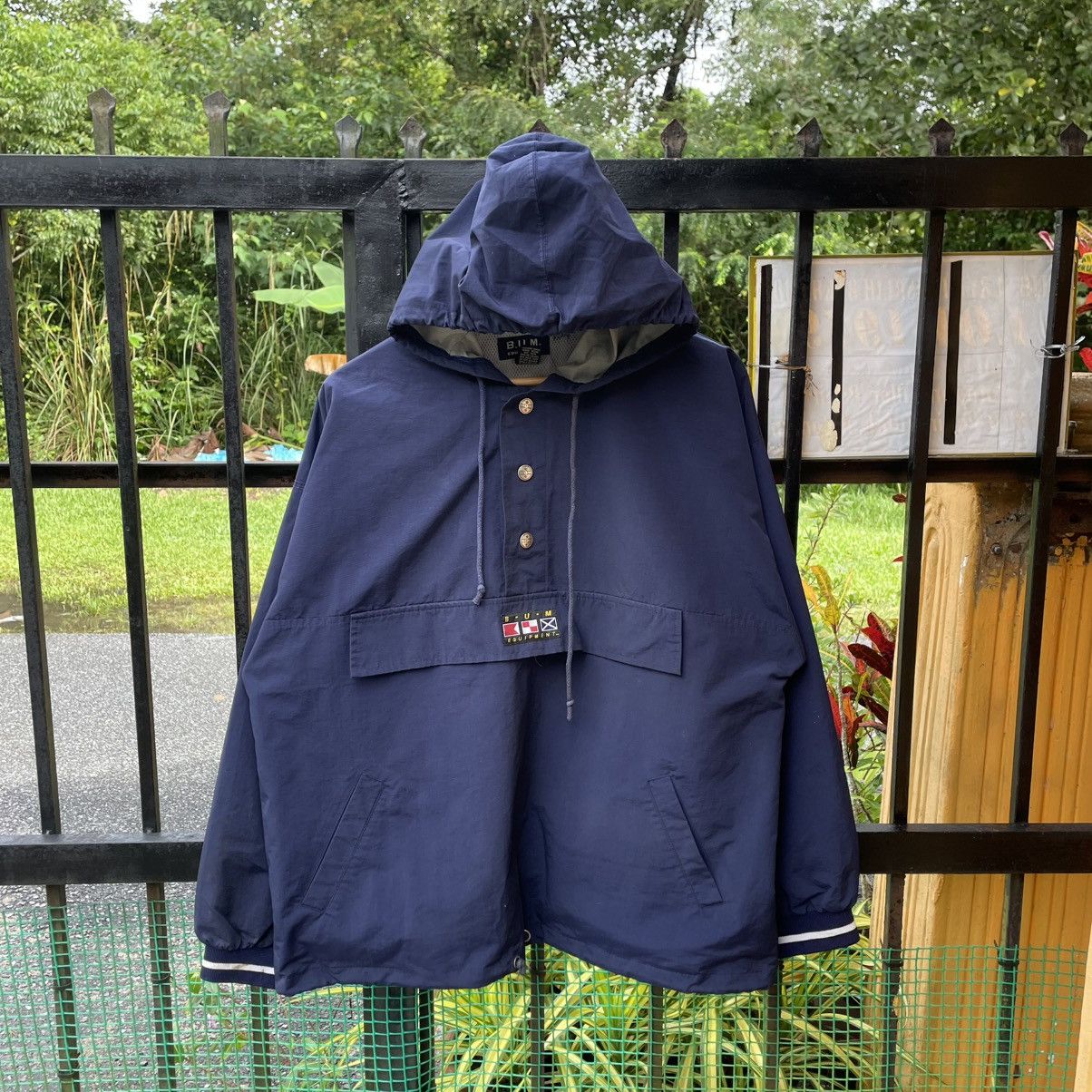 B.U.M Equipment 🔥Vtg 90s BUM Equipment Big Logo Hooded Anorak Light Jacket Size US L / EU 52-54 / 3 - 4 Thumbnail