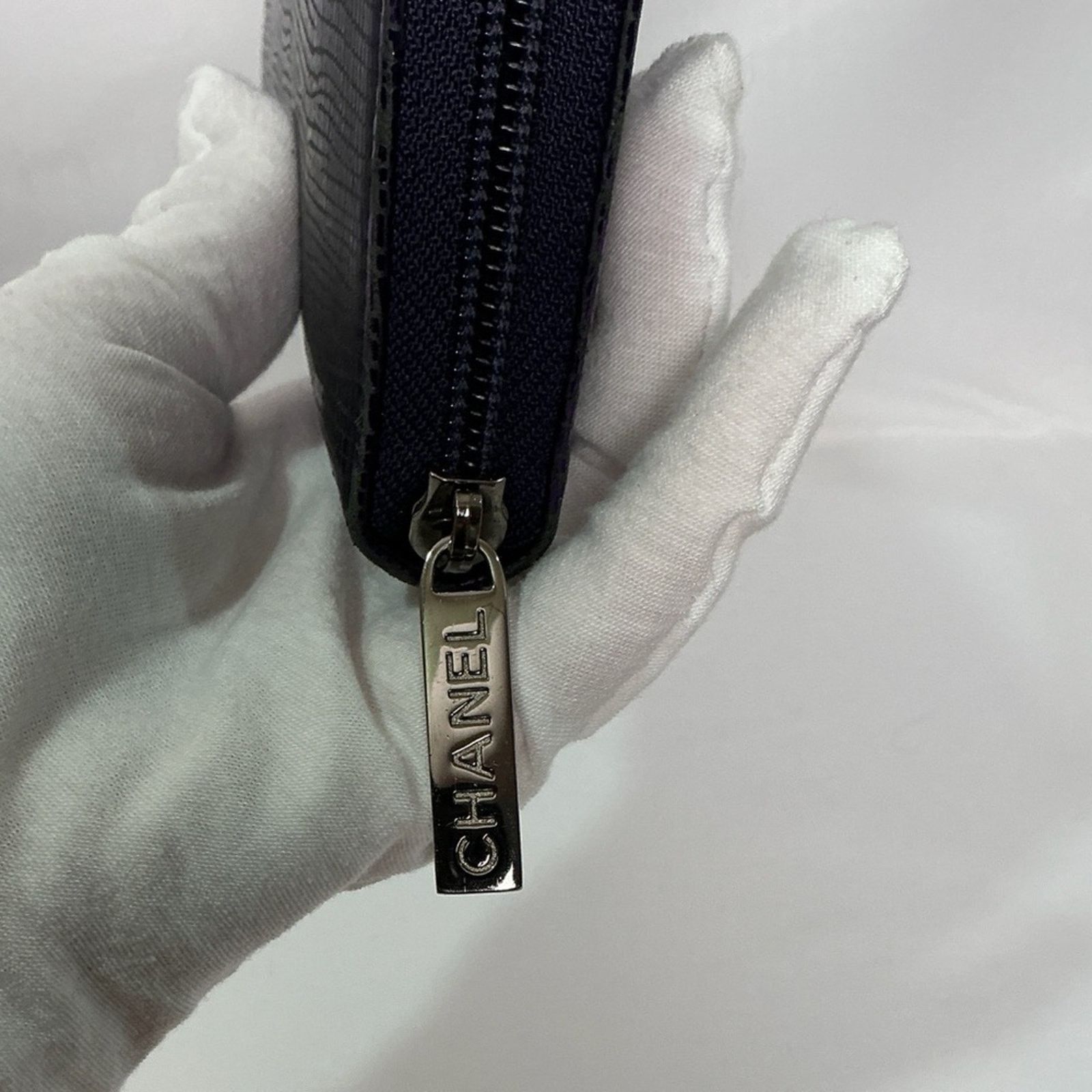 Chanel CHANEL Iridescent Purple Caviar Zip Lizard Embossed Wallet Size ONE SIZE - 7 Thumbnail