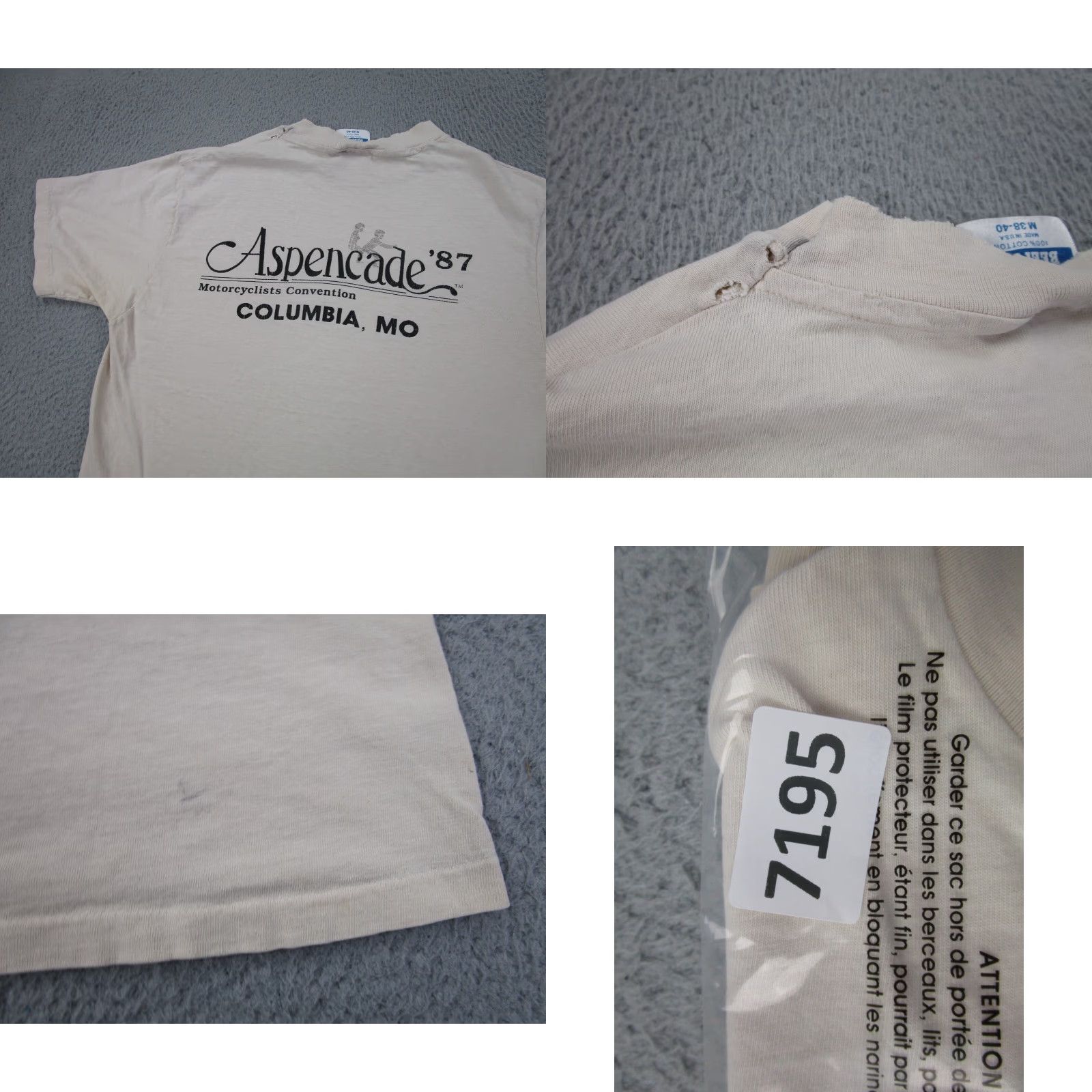 Hanes VINTAGE Hanes T-Shirt Shirt Mens M Beige 1980s 1990s Grunge Biker Americade Aspencade USA Rock Motorcycle Shirt Mens Size US M / EU 48-50 / 2 - 10 Thumbnail