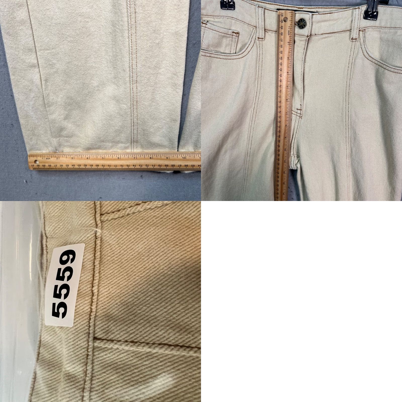 Lioness Lioness Womens Small Beige High-Waisted Wide-Leg Pants 100% Cotton Wide-Leg Cotton Flat Front 31in Inseam Womens Size 28" / US 6 / IT 42 - 8 Thumbnail