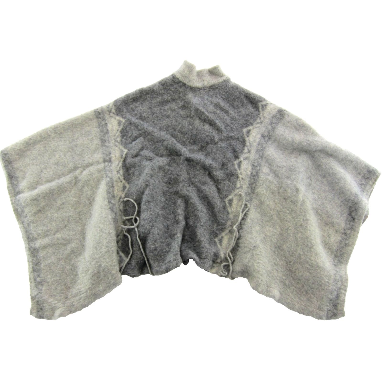 Vintage VINTAGE TUNDRA Poncho Wool 100% Scandinavian Virgin Wool OS One Size Gray Sweater Bohemian Classic Preppy Oversized Pullover Winter Fall Womens Size ONE SIZE - 5 Thumbnail