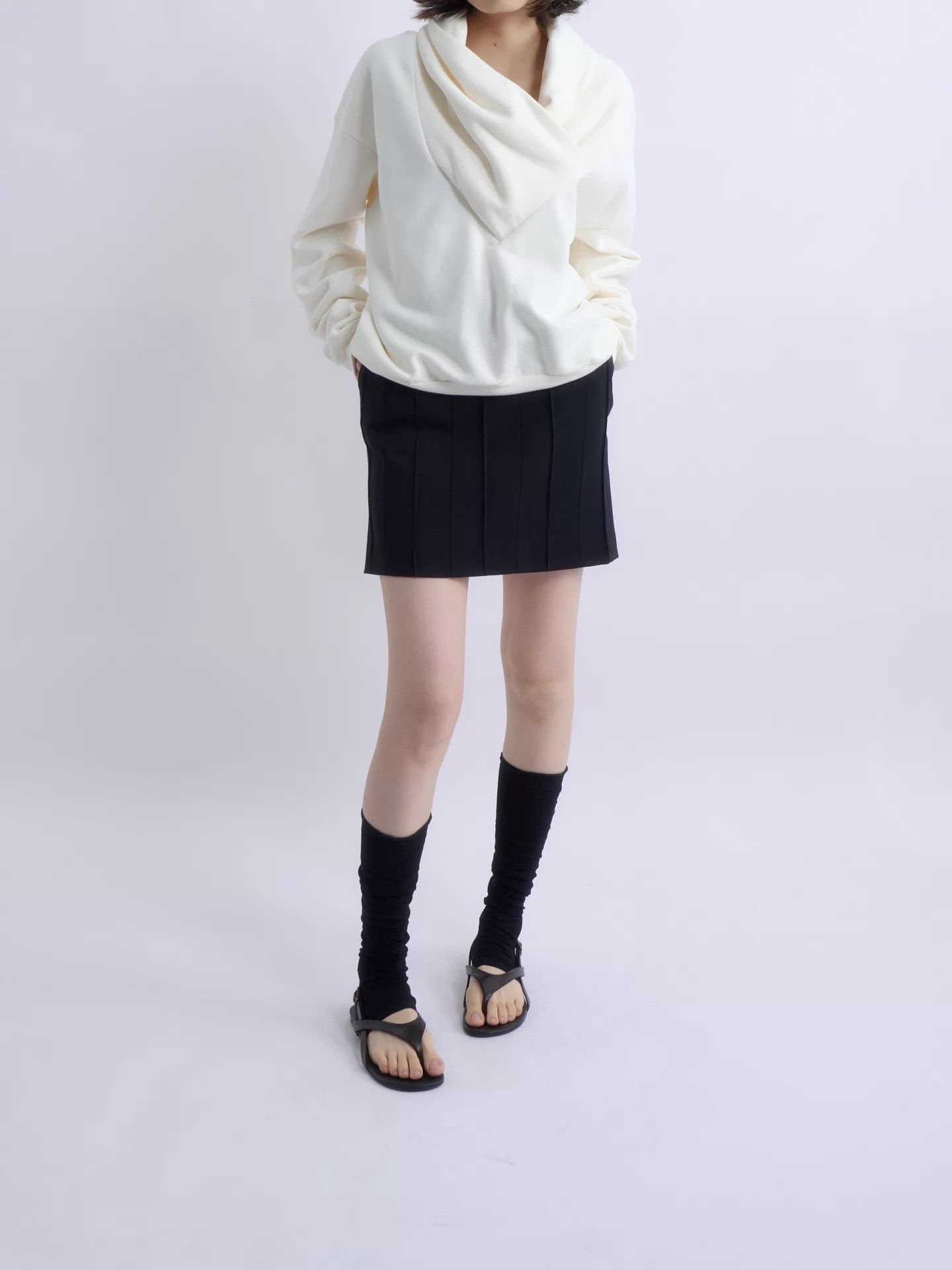 Saint Laurent Paris SAINT LAURENT 2023AW Cream Draped Cowl Neck Sweatshirt Size M / US 6-8 / IT 42-44 - 2 Thumbnail