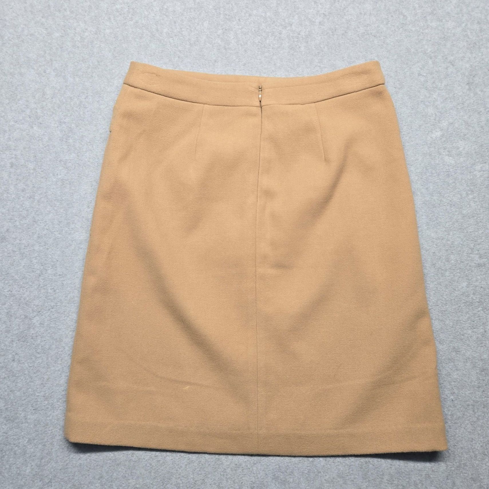 J.McLaughlin VINTAGE J.McLaughlin Skirt Womens 8 Tan Camel A-Line Lined Front Zip Pockets Back Zip Size 30" / US 8 / IT 44 - 4 Thumbnail