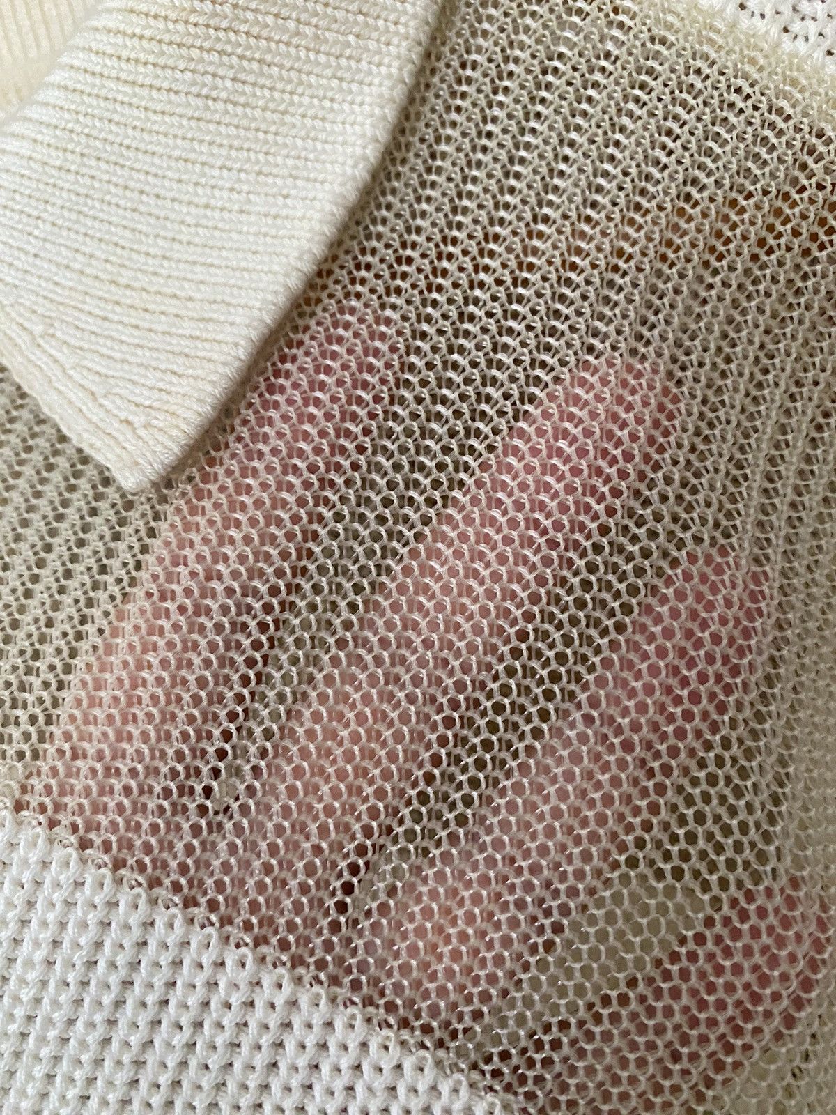 Homme Plisse Issey Miyake × Issey Miyake 2000s ISSEY MIYAKE Mesh Net stripe oversize shirt Size US L / EU 52-54 / 3 - 11 Thumbnail
