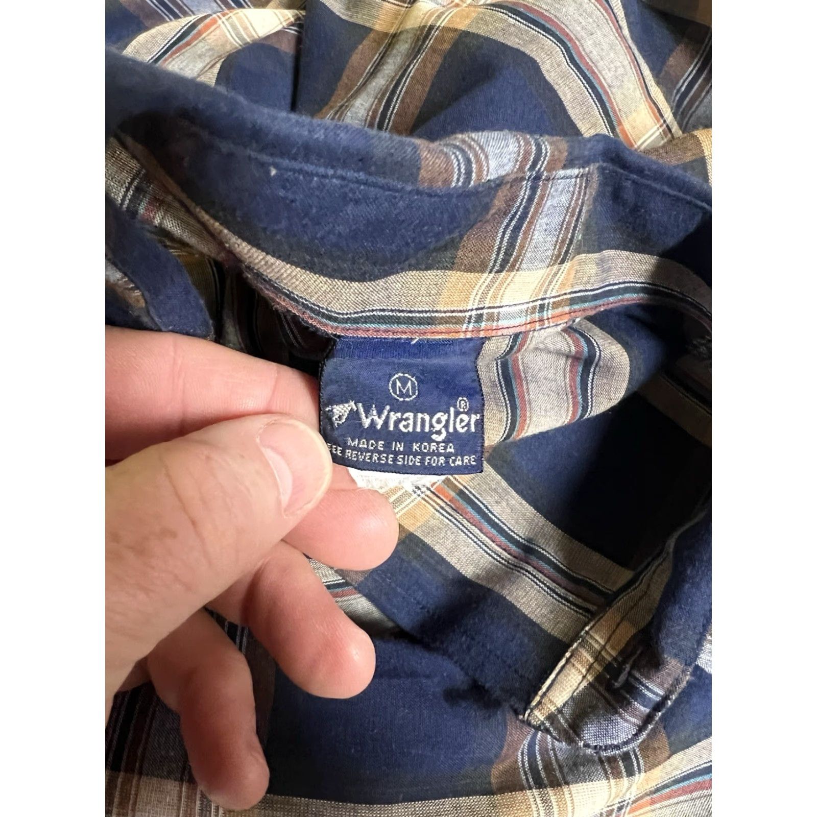 Wrangler VINTAGE Wrangler Plaid Button Up Collar Cowboy Rodeo Size M Blue Brown Shirt Mens 90s Theme Cowboy Size US M / EU 48-50 / 2 - 4 Thumbnail