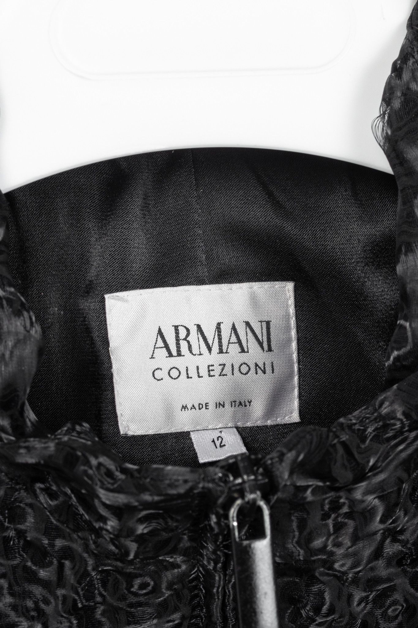Armani Collezioni Armani Collezioni Black Puckered-Organza Belted Zip Jacket Size XL / US 12-14 / IT 48-50 - 4 Thumbnail