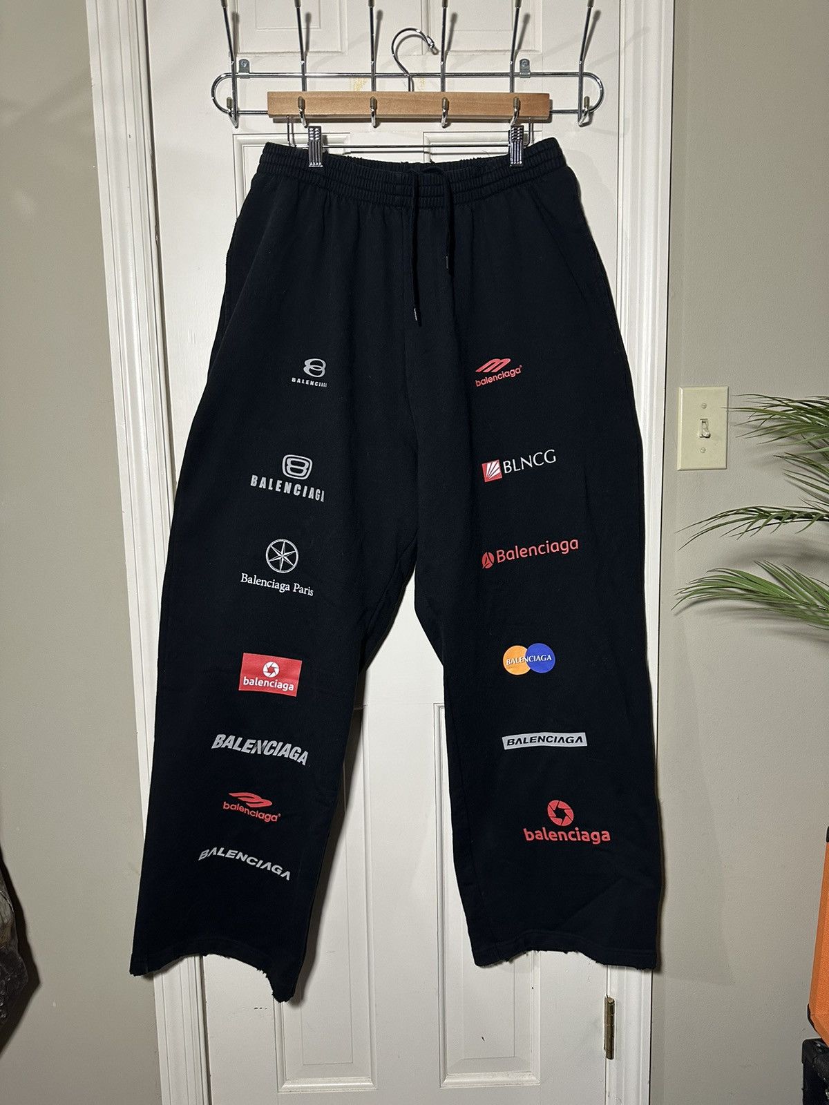 image of Balenciaga Logo Sweatpants Black, Men's (Size 34)