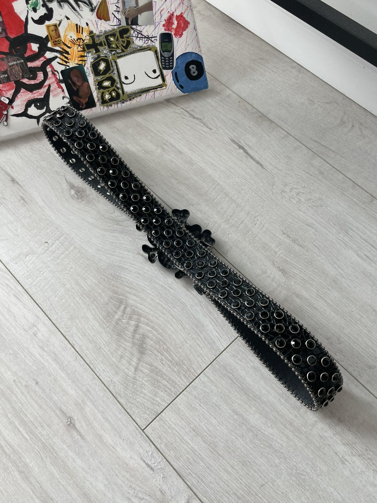 Japanese Brand Vintage Y2K Skull Japanese Black Strasses Style Belt Size ONE SIZE - 6 Thumbnail