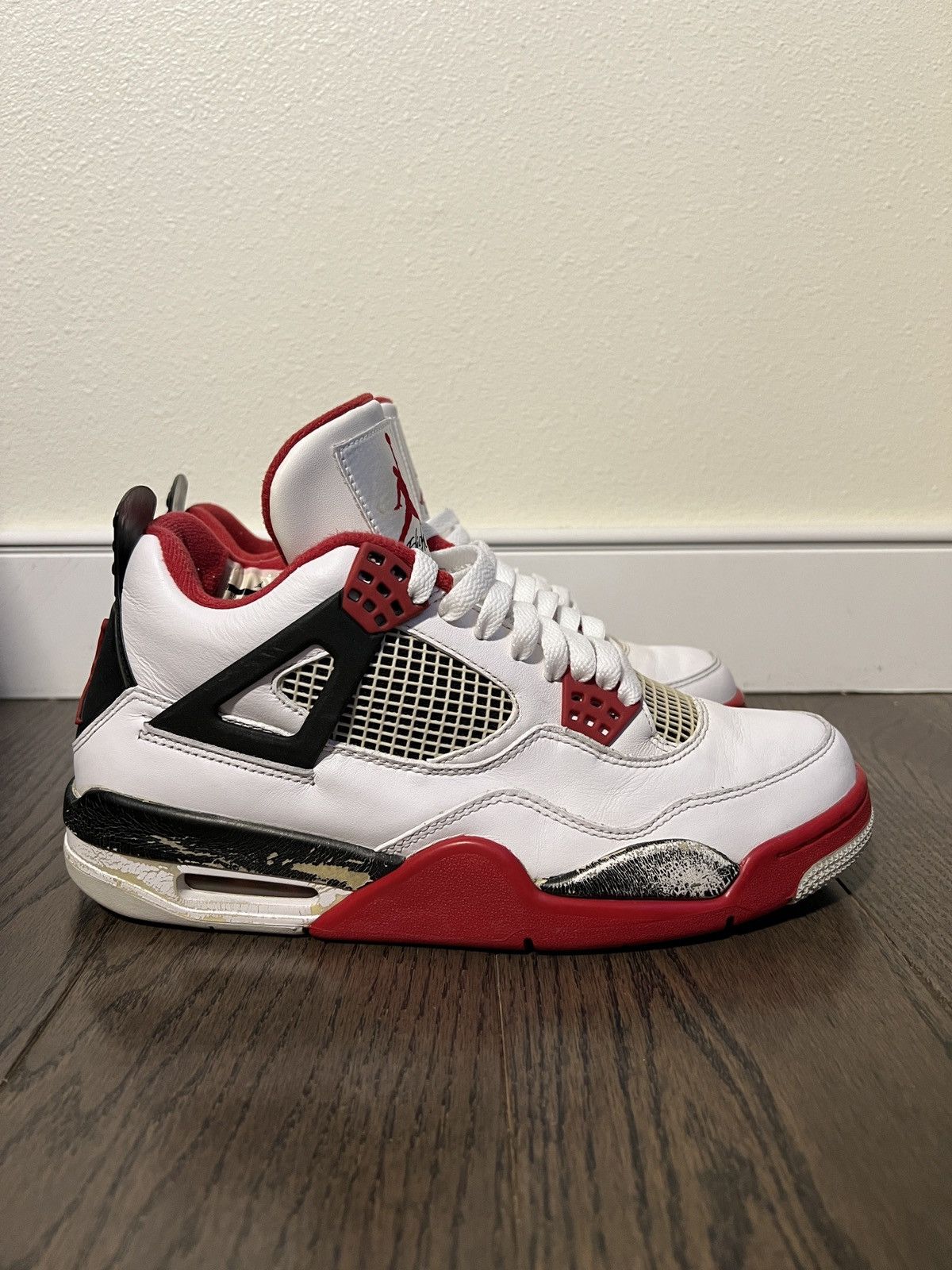 image of Jordan Nike 2012 Nike Air Jordan Iv 4 Fire Red Size 9 Shoes in White, Men's