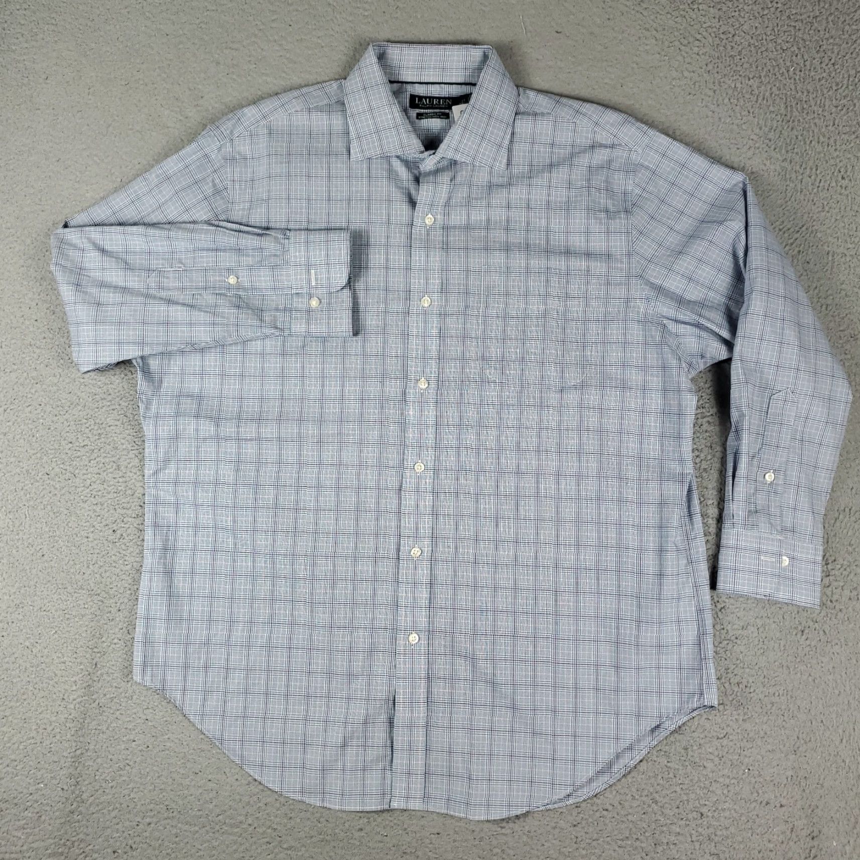 Ralph Lauren Ralph Lauren Shirt Mens Dress Button Up Long Sleeve 17 Blue Plaid Size 46R - 2 Thumbnail