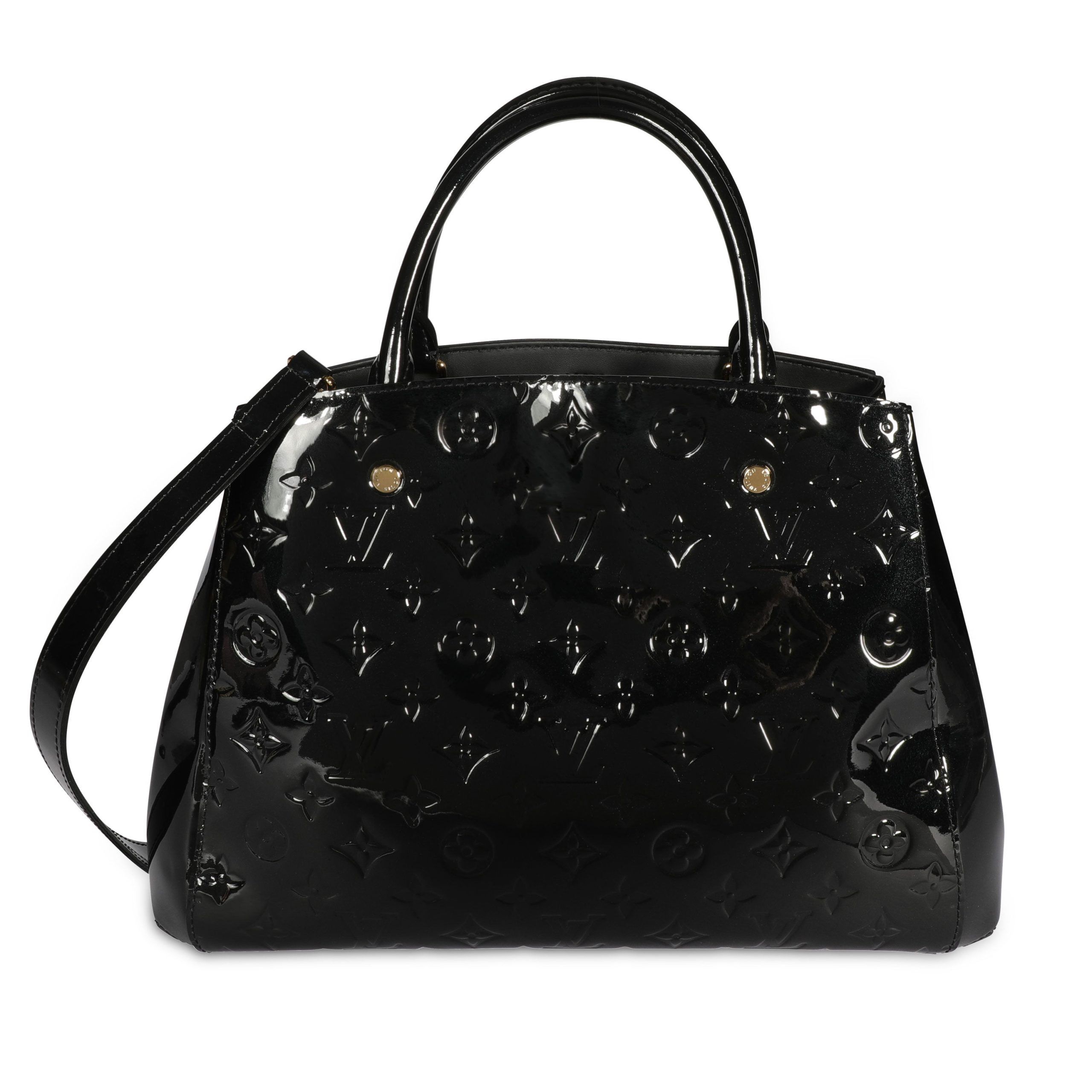 image of Louis Vuitton Black Monogram Vernis Montaigne Mm, Women's