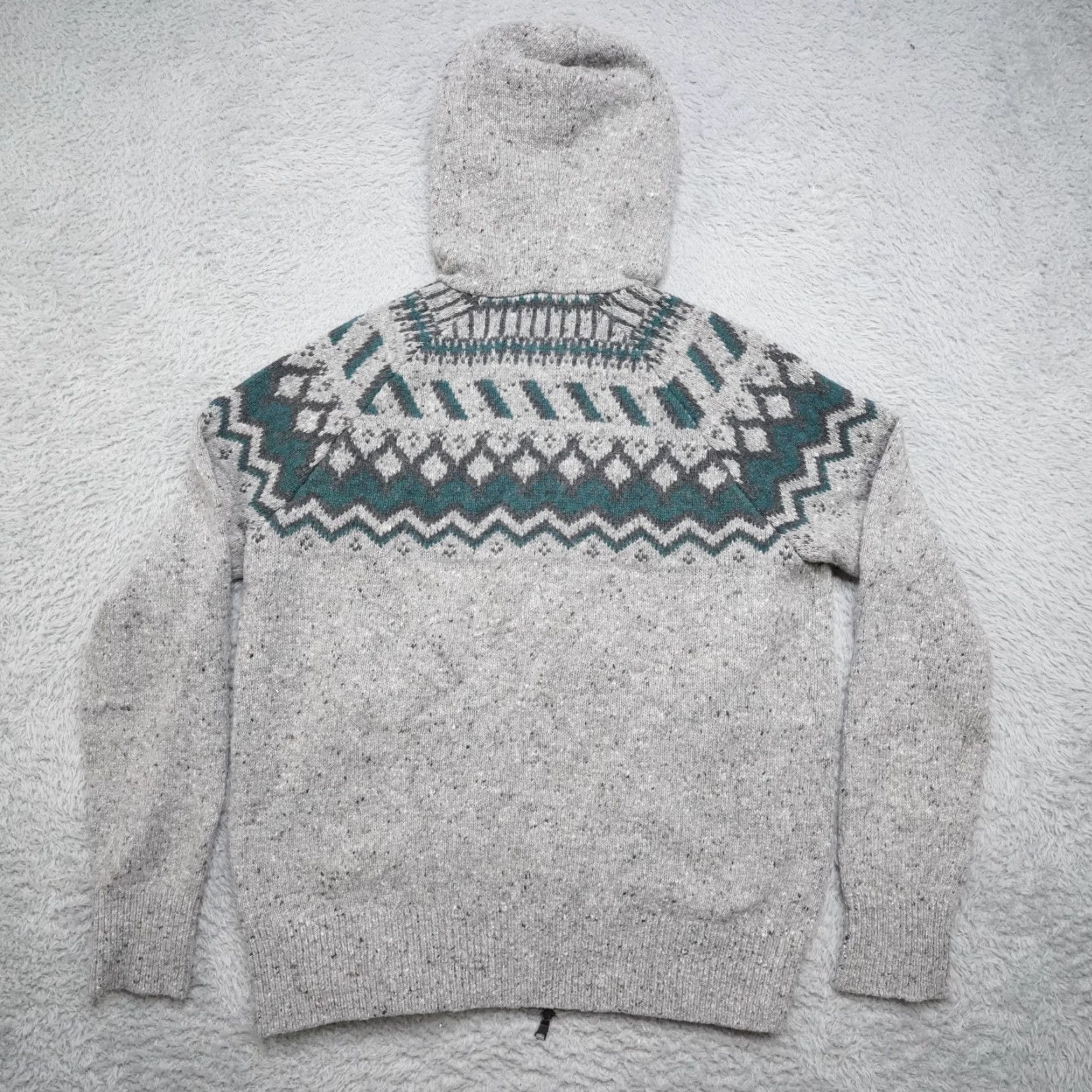 Banana Republic Banana Republic Jacket Mens M Gray Nordic Print Wool Blend Cardigan Knit Sweater Fall Winter - Mens Size US M / EU 48-50 / 2 - 2 Thumbnail