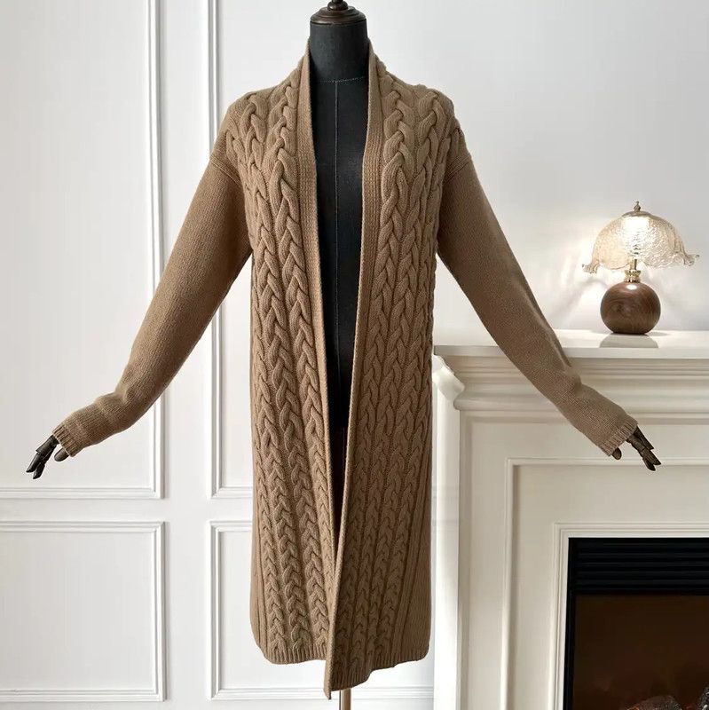 Max Mara MaxMara Beige Women's Cardigan with Braided Knit 0089 Size M / US 6-8 / IT 42-44 - 1 Thumbnail