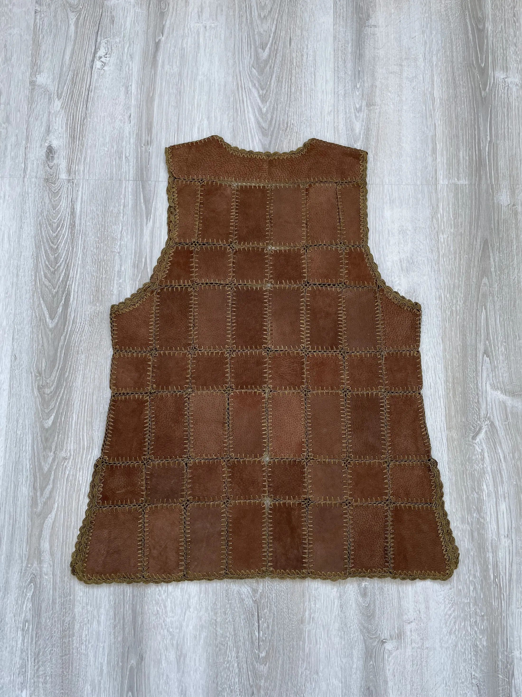 Handmade Vintage 90s Leather Vest Hand Made Size US L / EU 52-54 / 3 - 4 Thumbnail