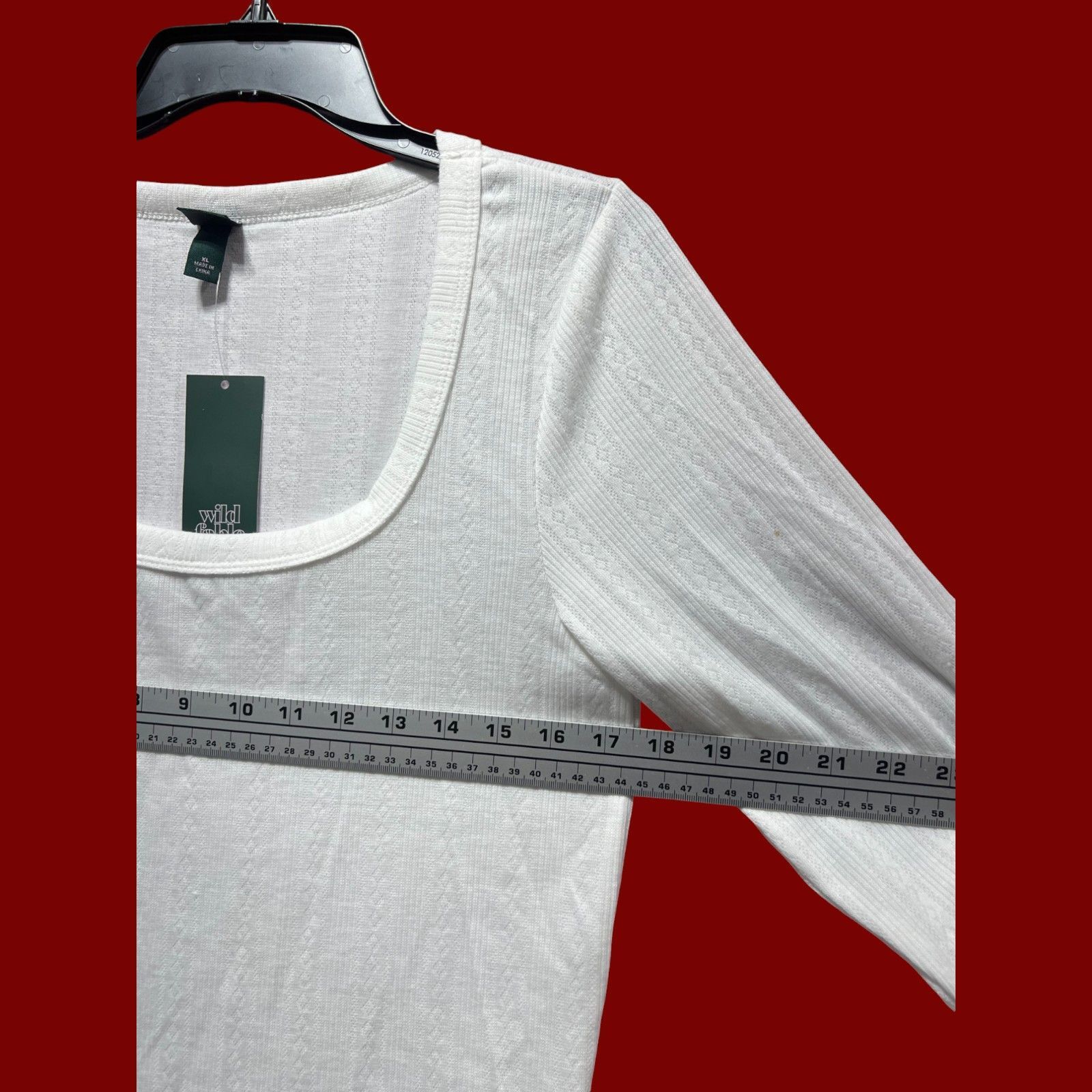 Other Wild Fable - Women's Long Sleeve Pointelle T-Shirt - White - Size XL / US 12-14 / IT 48-50 - 3 Thumbnail