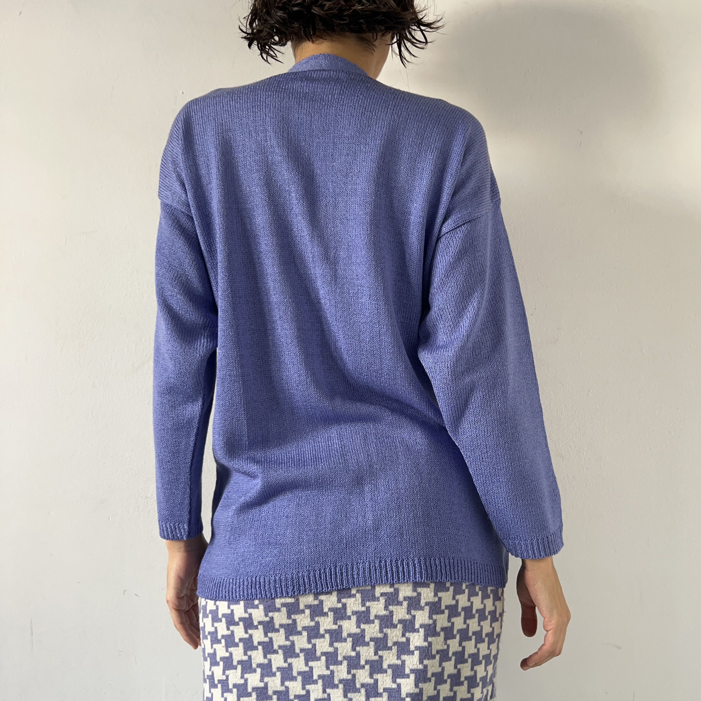 Vintage Vintage Argyle Purple Knit Sweater Cardigan Size L / US 10 / IT 46 - 3 Thumbnail