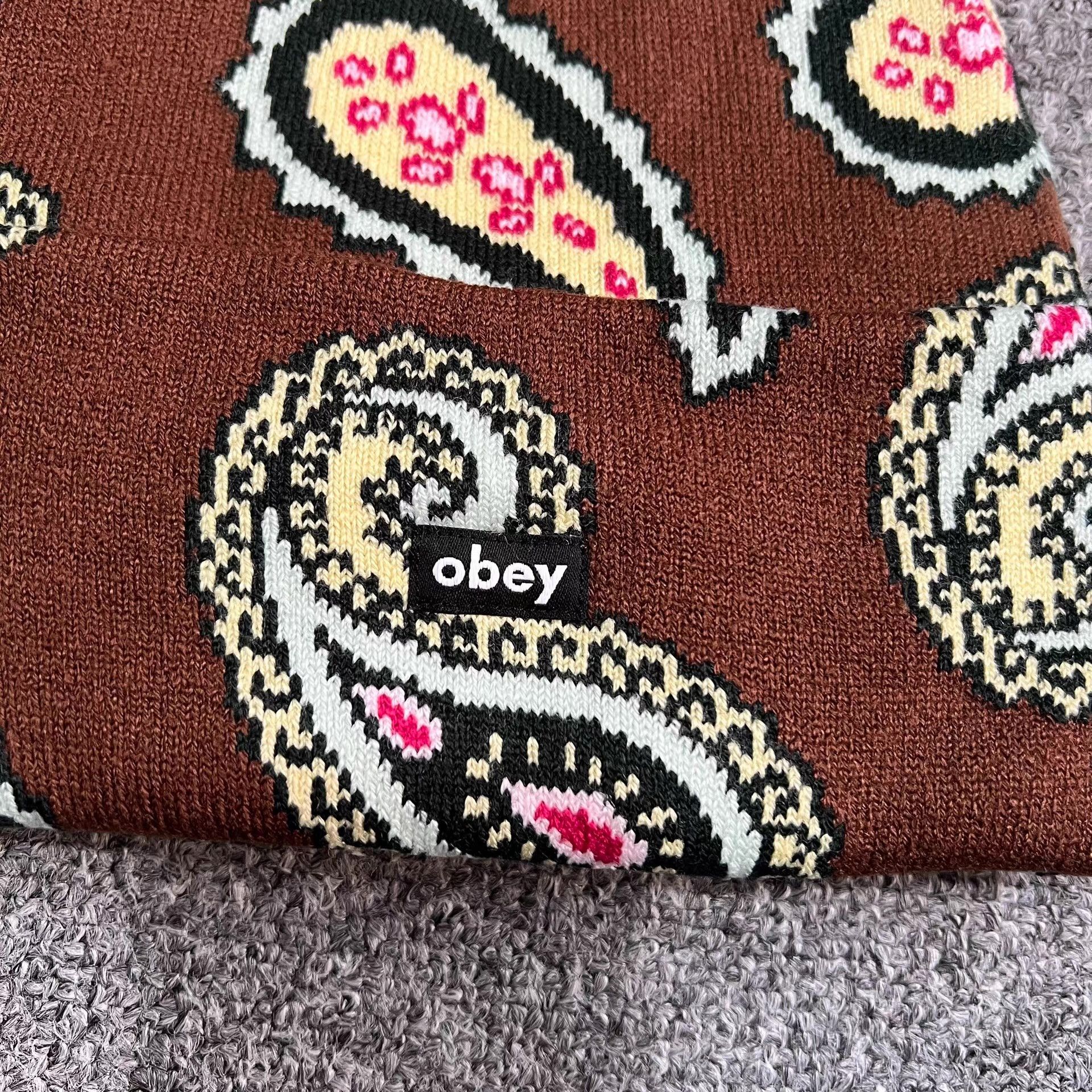 Obey OBEY Paisley Knit Beanie Q7 Size ONE SIZE - 4 Thumbnail