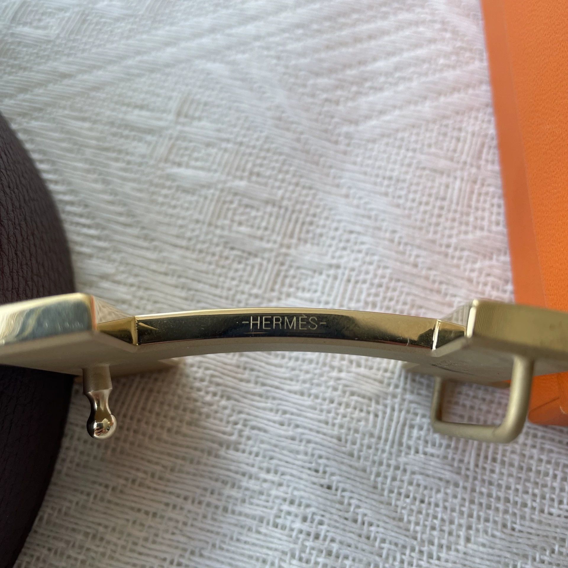 Hermes HERMES H Logo Togo Belt Black/Silvertone 3.8cm 126cm Size ONE SIZE - 5 Thumbnail