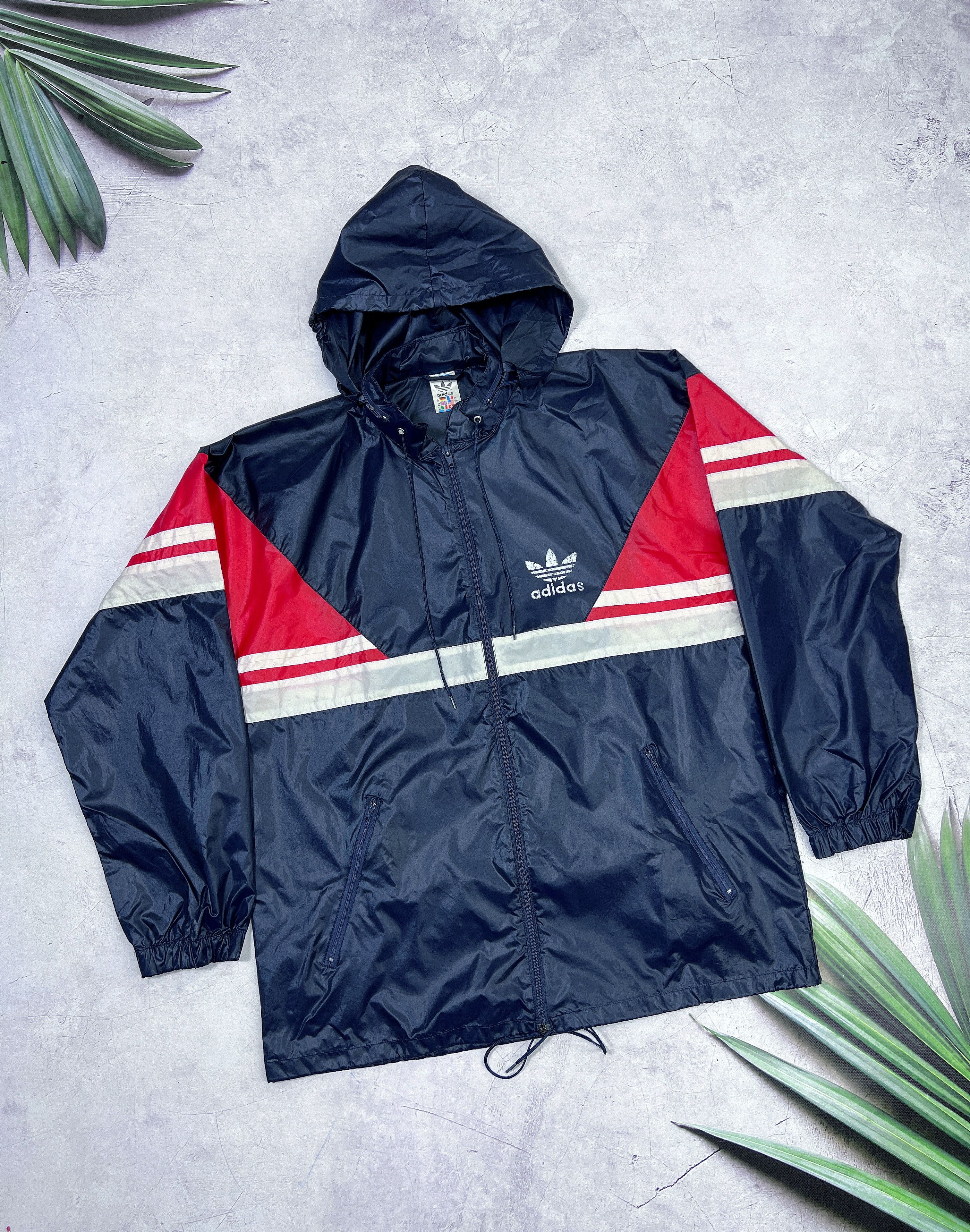 Adidas × Vintage Vintage Adidas Light Jacket Nylon Navy Blue & Red Size US M / EU 48-50 / 2 - 11 Thumbnail