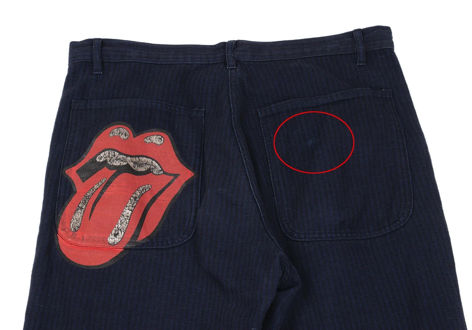 Comme des Garcons Homme Plus Rolling Stones Lip Print Stripe Pants in Black and Navy Size US 30 / EU 46 - 2 Thumbnail