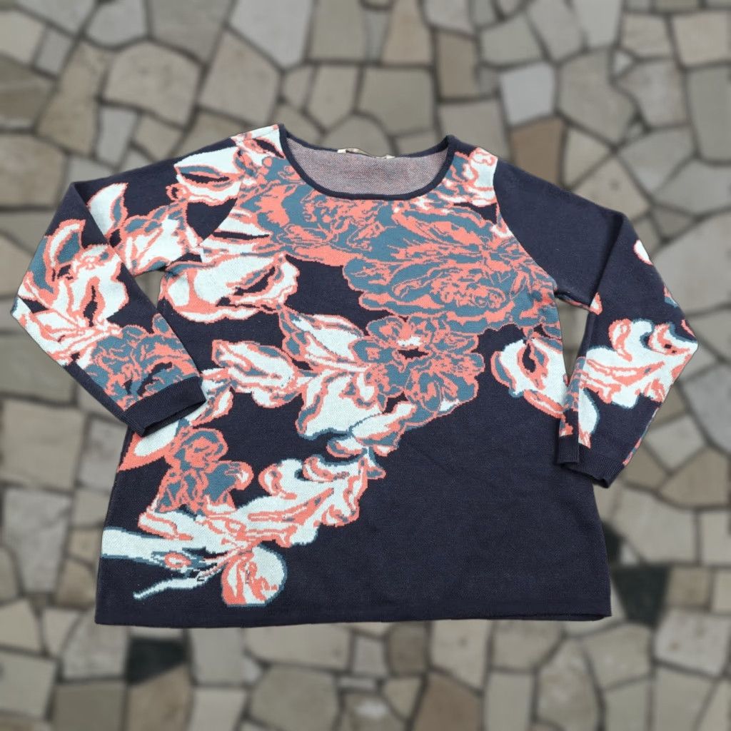 Soft Surroundings SOFT SURROUNDINGS Floral Sweater Pullover Womens Medium Navy Blue Lightweight Casual Size M / US 6-8 / IT 42-44 - 1 Thumbnail